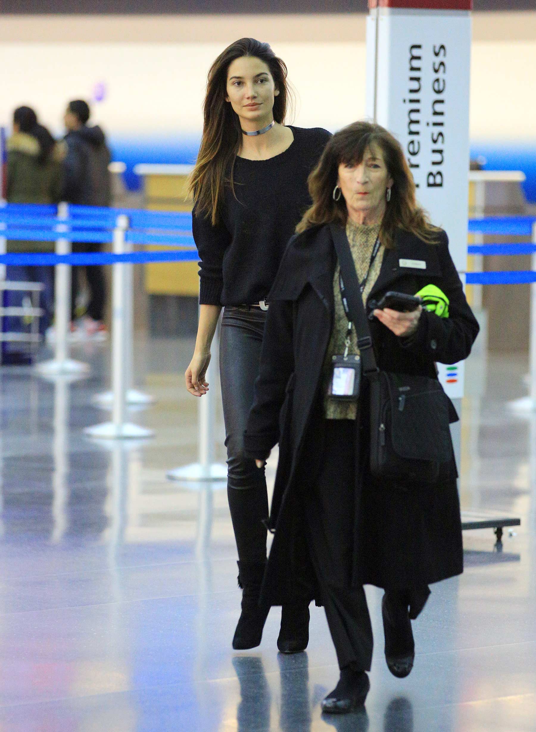 Lily Aldridge at JFK airport