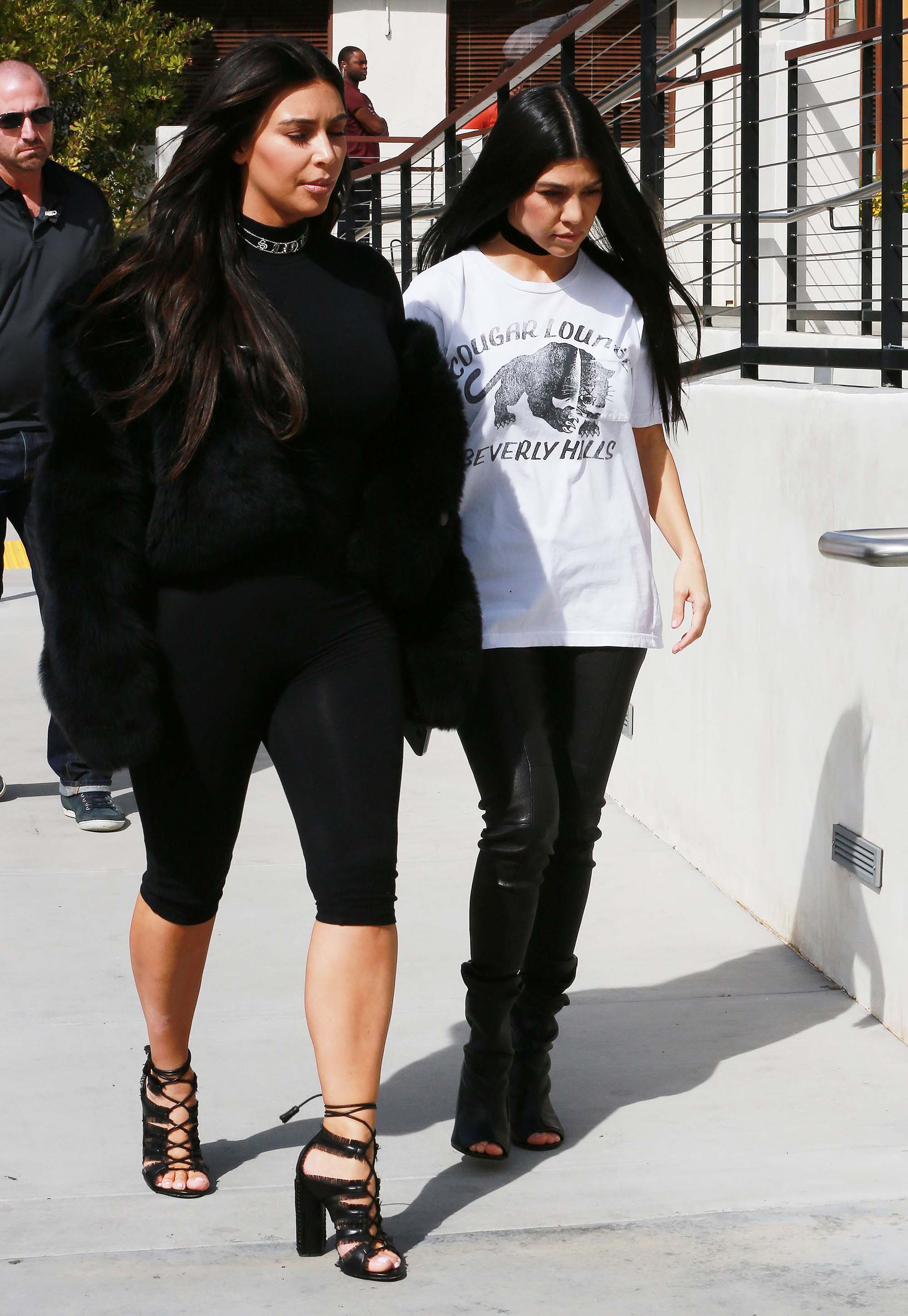 Kourtney Kardashian was seen with her sister Kim at Hugo’s Restaurant