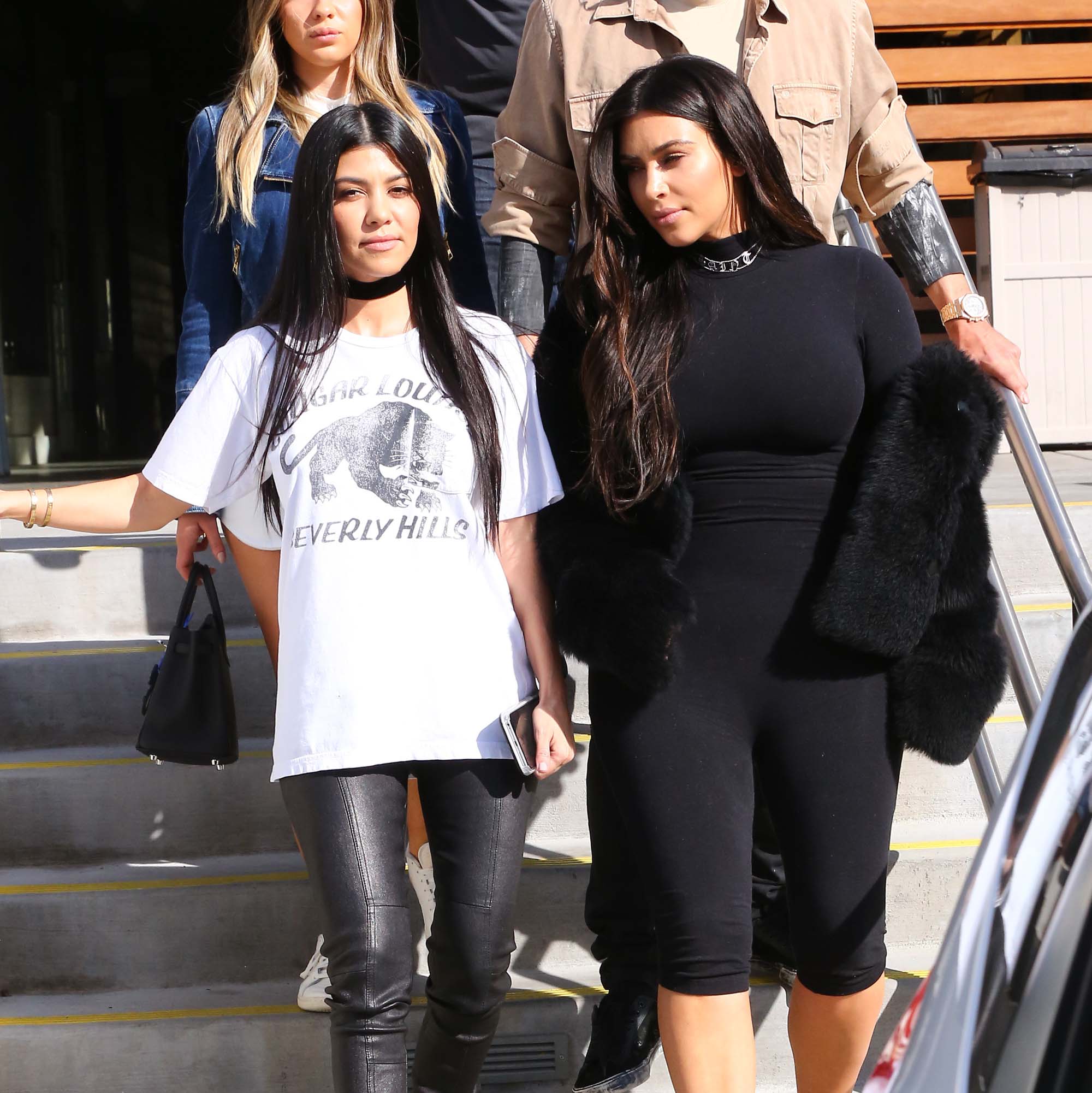 Kourtney Kardashian was seen with her sister Kim at Hugo’s Restaurant