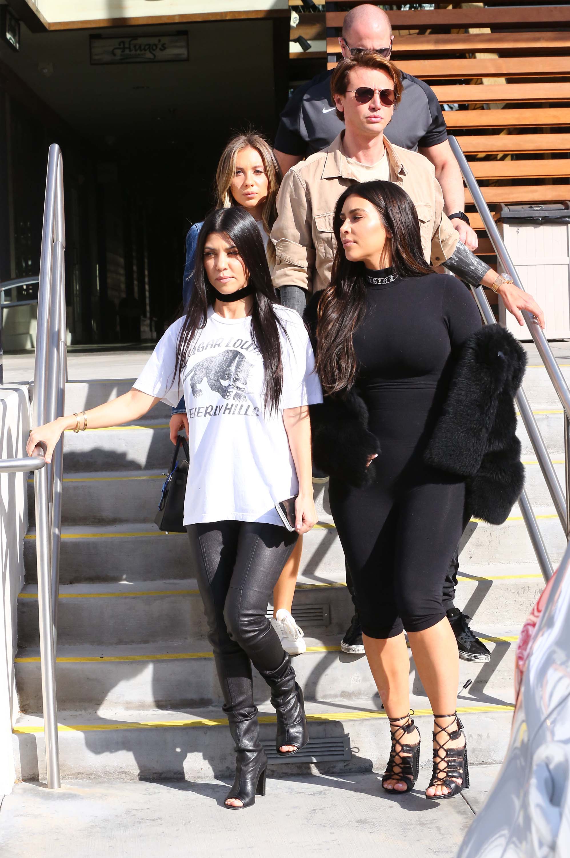 Kourtney Kardashian was seen with her sister Kim at Hugo’s Restaurant