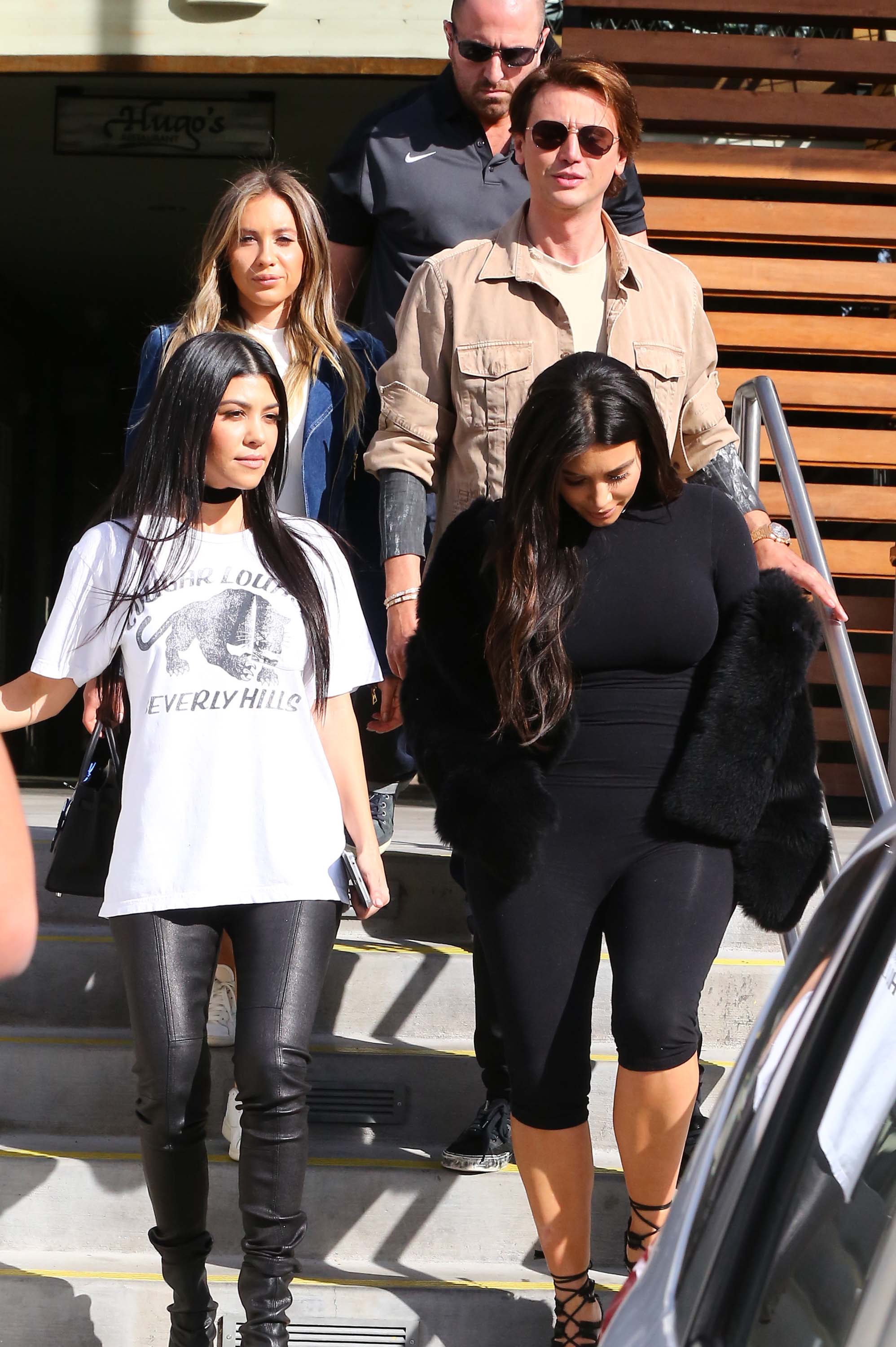 Kourtney Kardashian was seen with her sister Kim at Hugo’s Restaurant