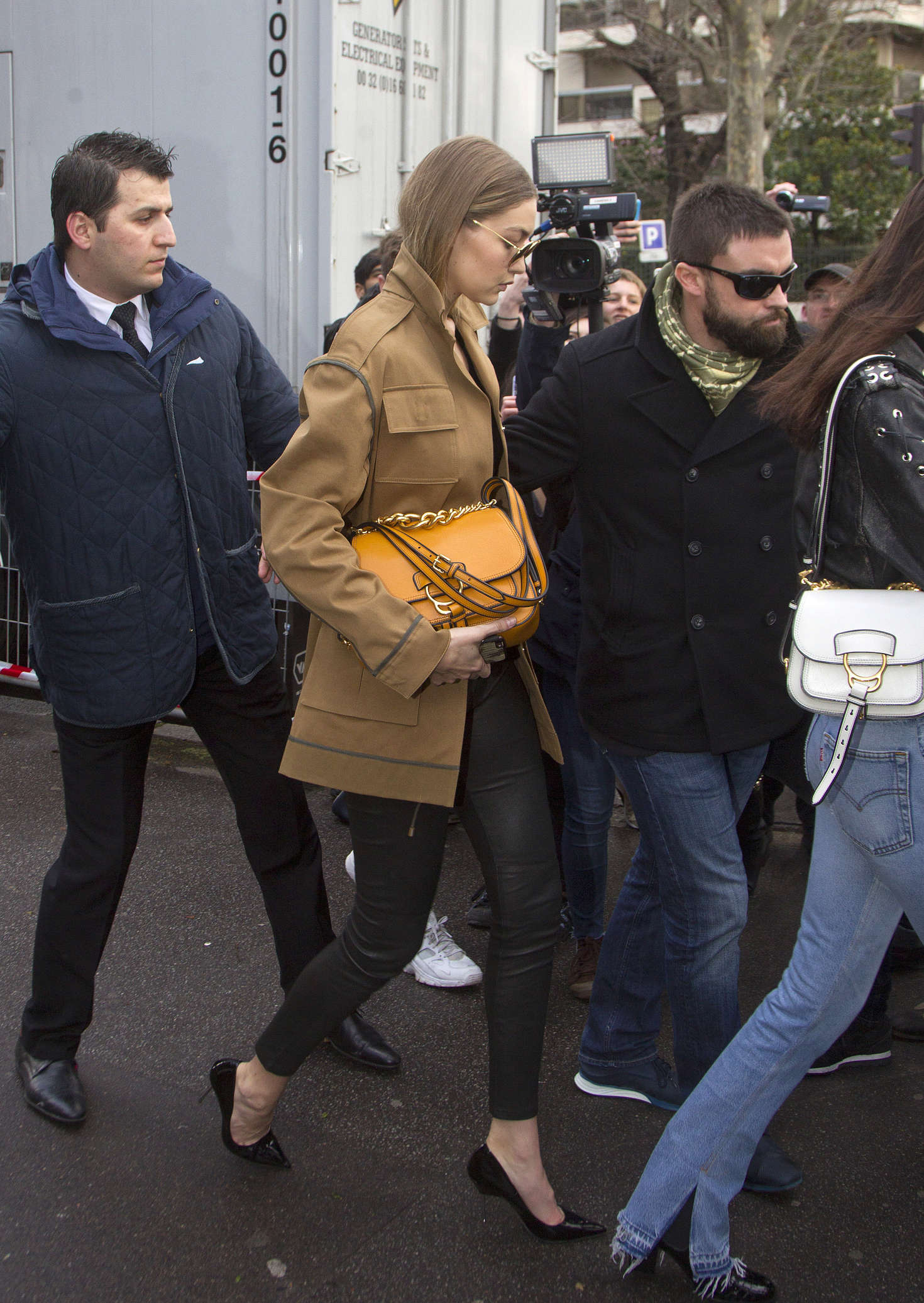 Gigi Hadid arrives at Miu Miu Fashion Show