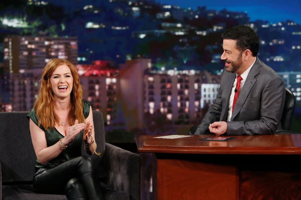 Isla Fisher seen arriving at the ABC studios for Jimmy Kimmel Live!