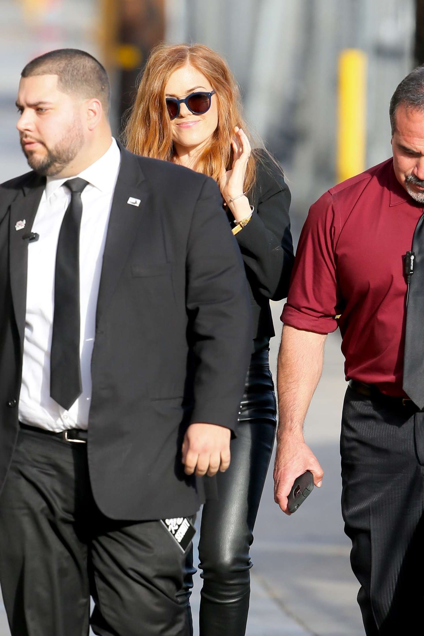 Isla Fisher seen arriving at the ABC studios for Jimmy Kimmel Live!