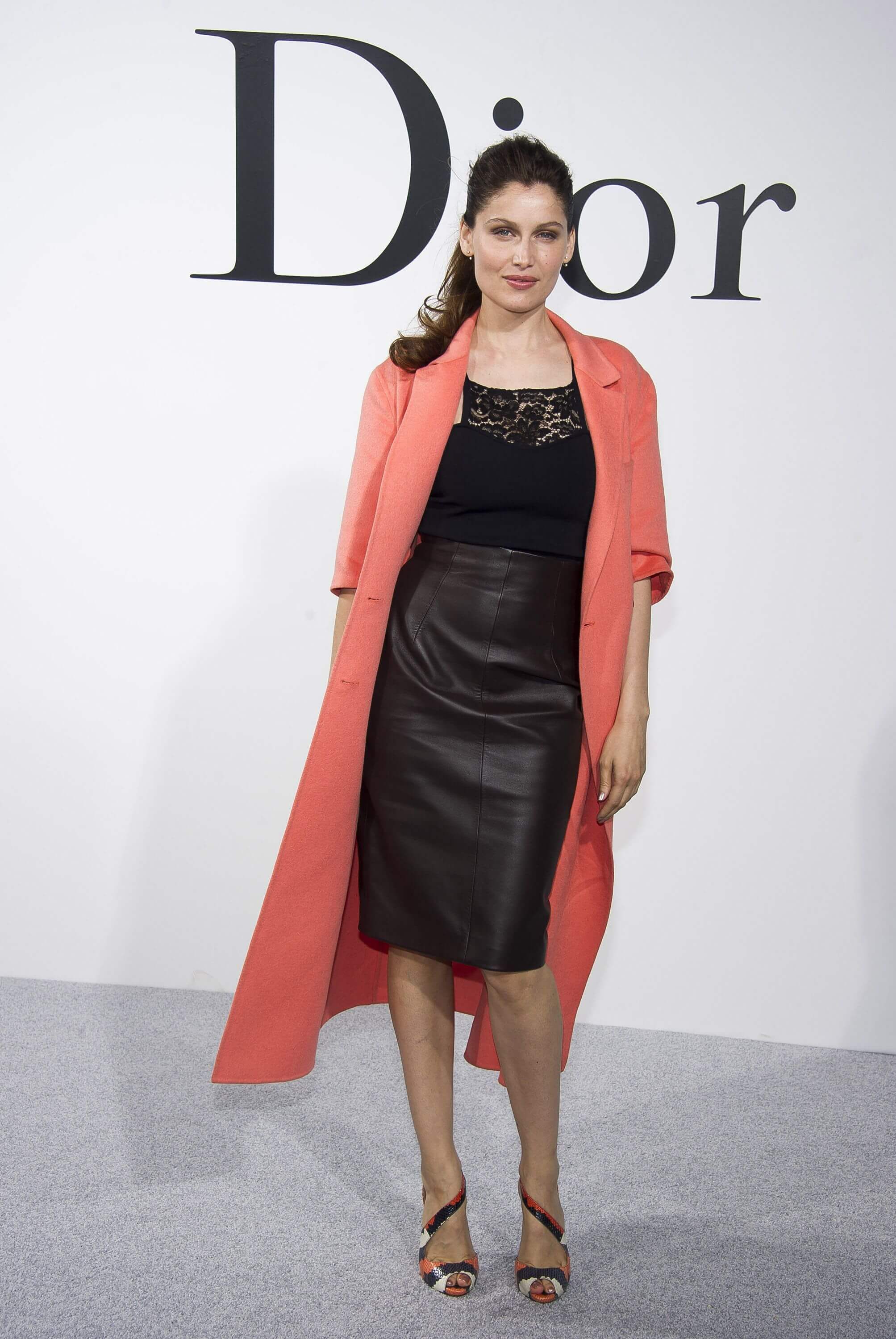 Laetitia Casta at the Christian Dior show during Paris Fashion Week