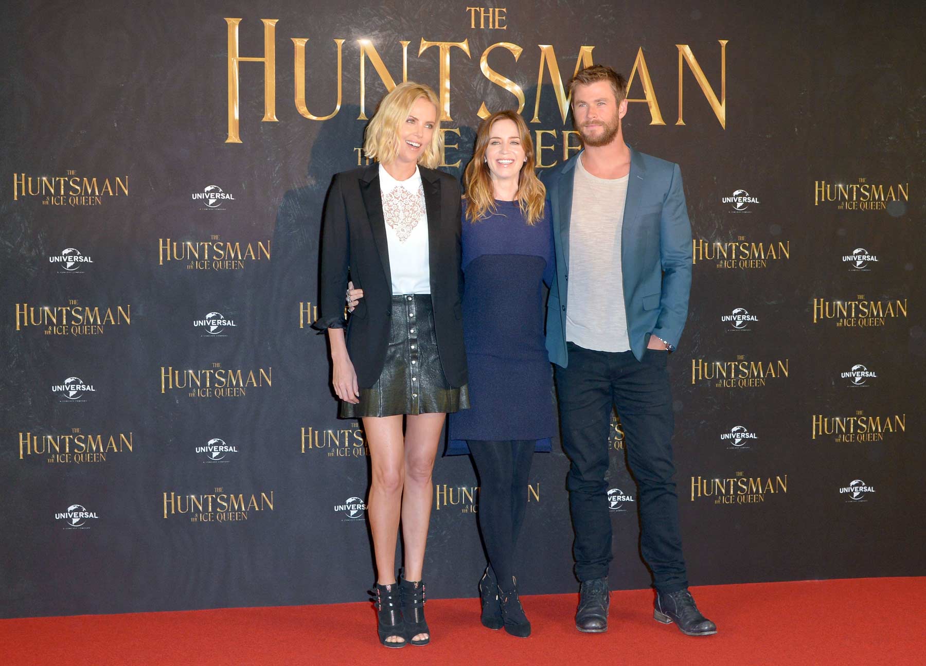 Charlize Theron promoting her new movie Huntsman