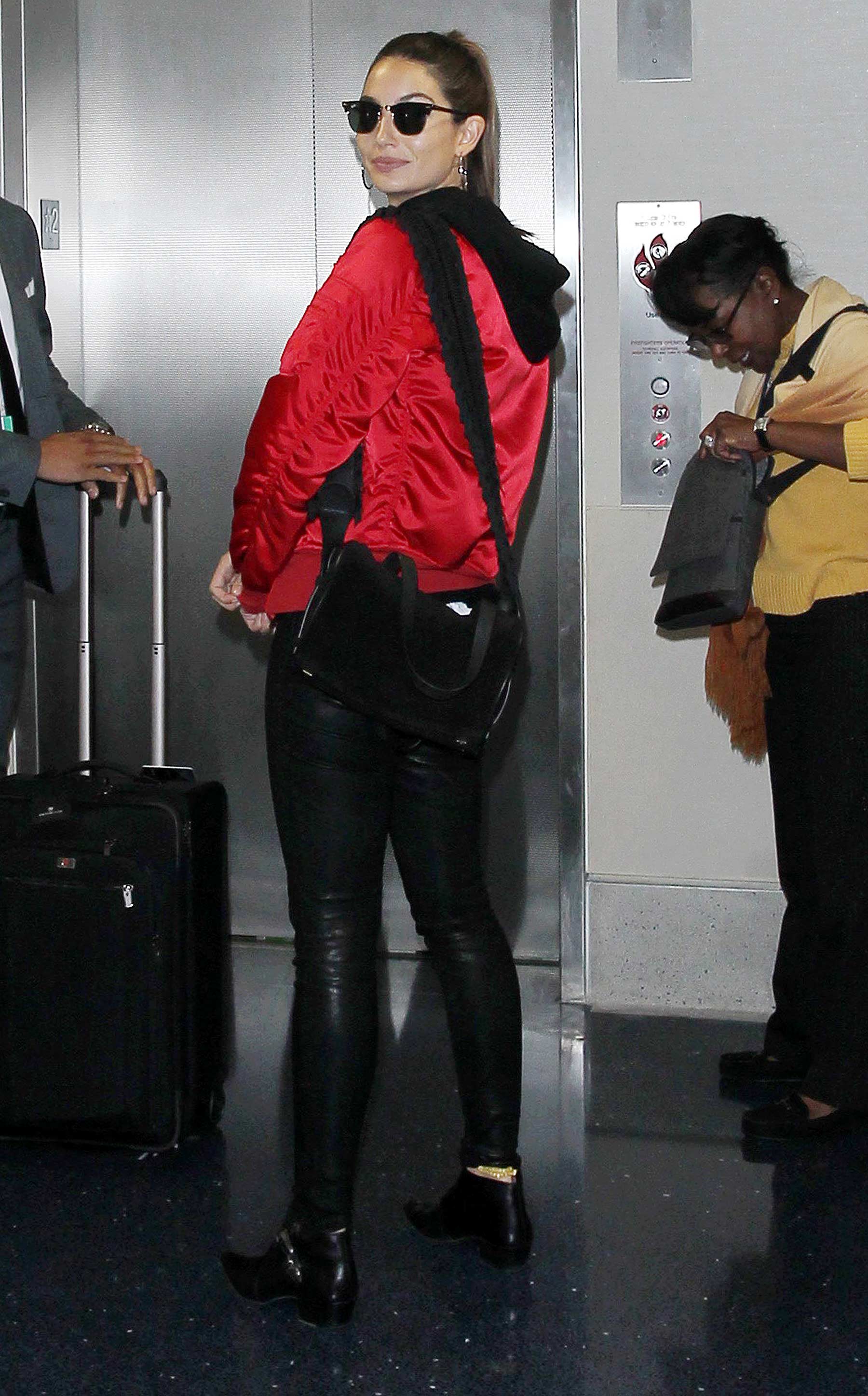 Lily Aldridge is seen at LAX