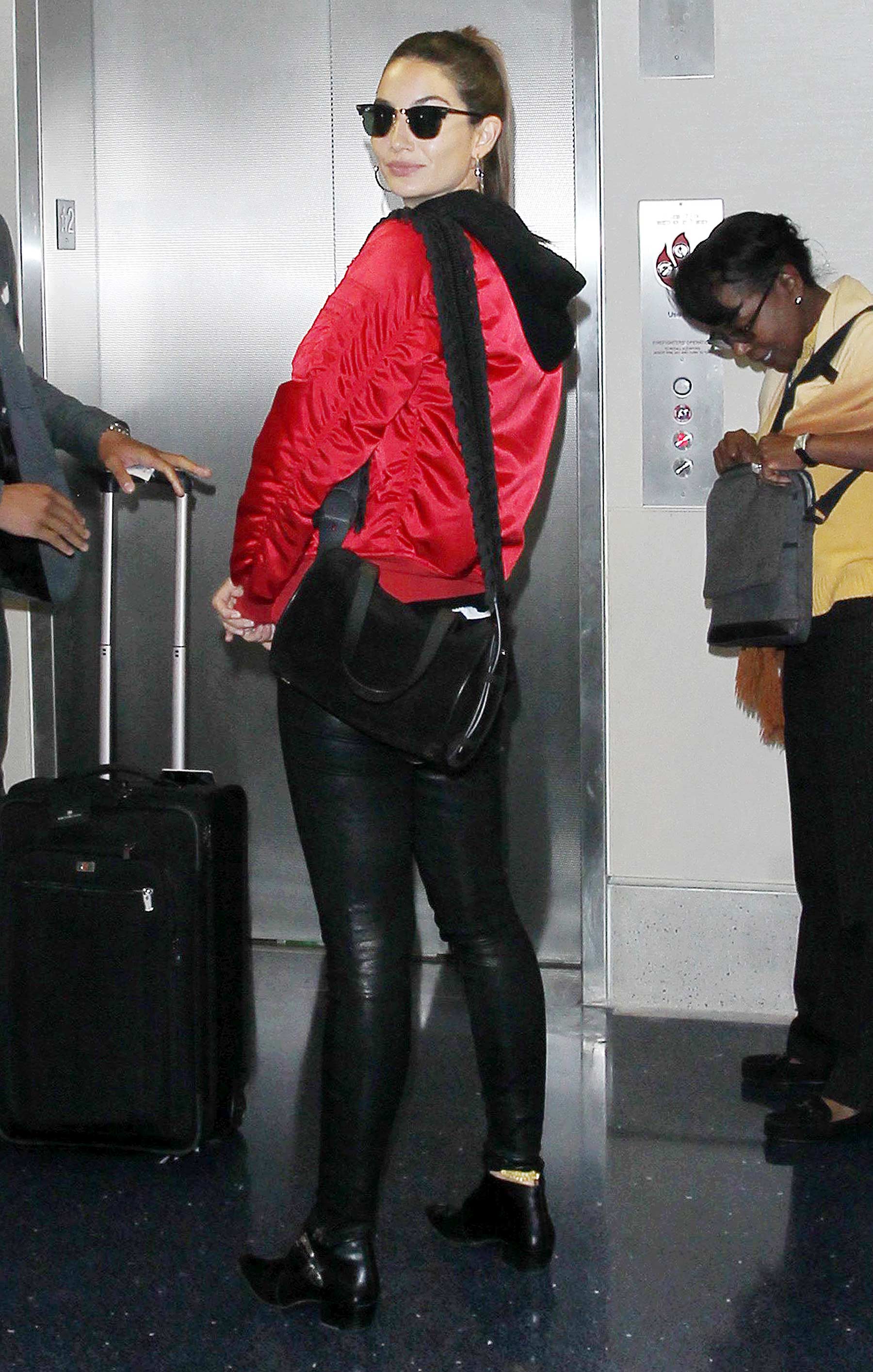 Lily Aldridge is seen at LAX