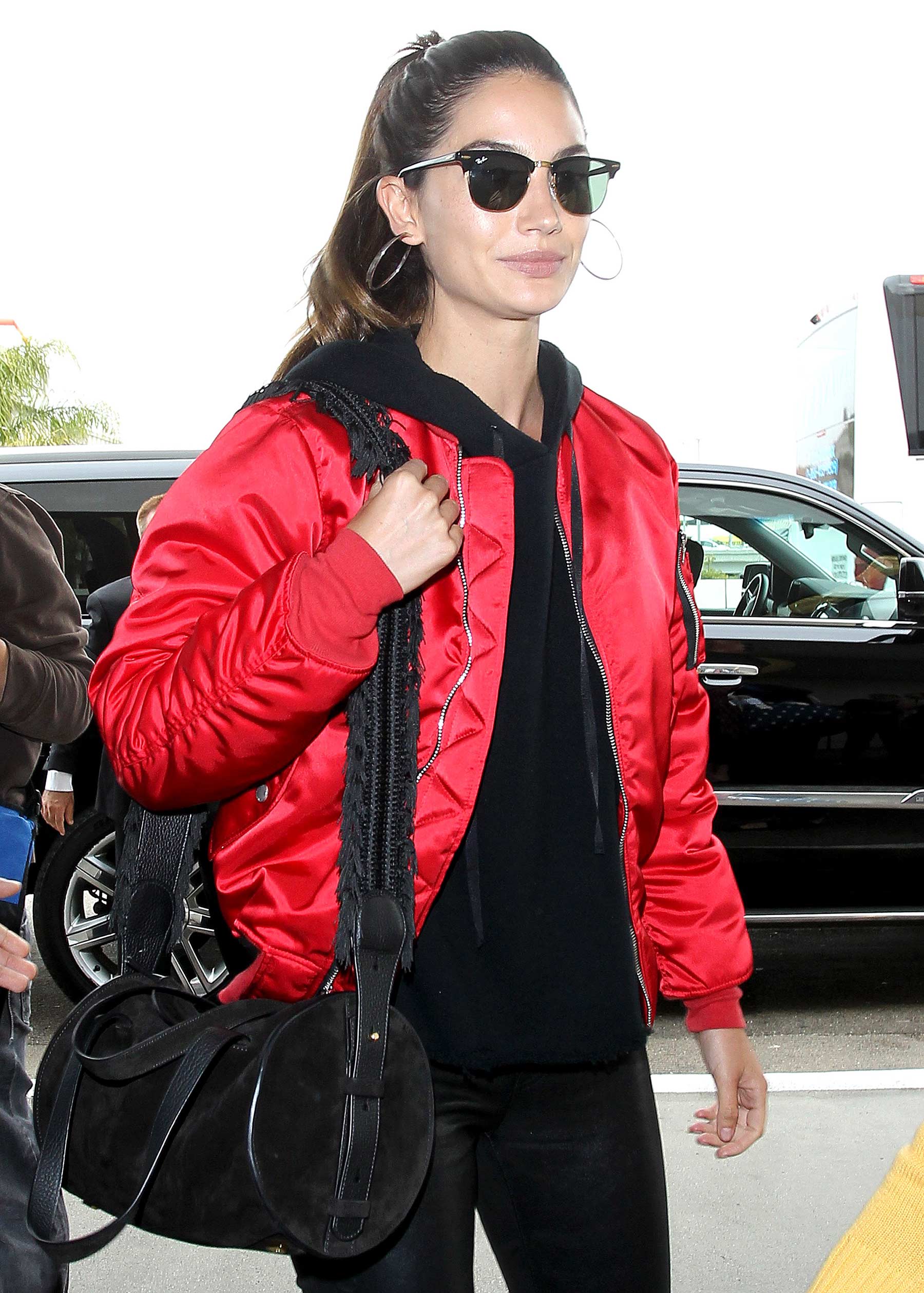 Lily Aldridge is seen at LAX