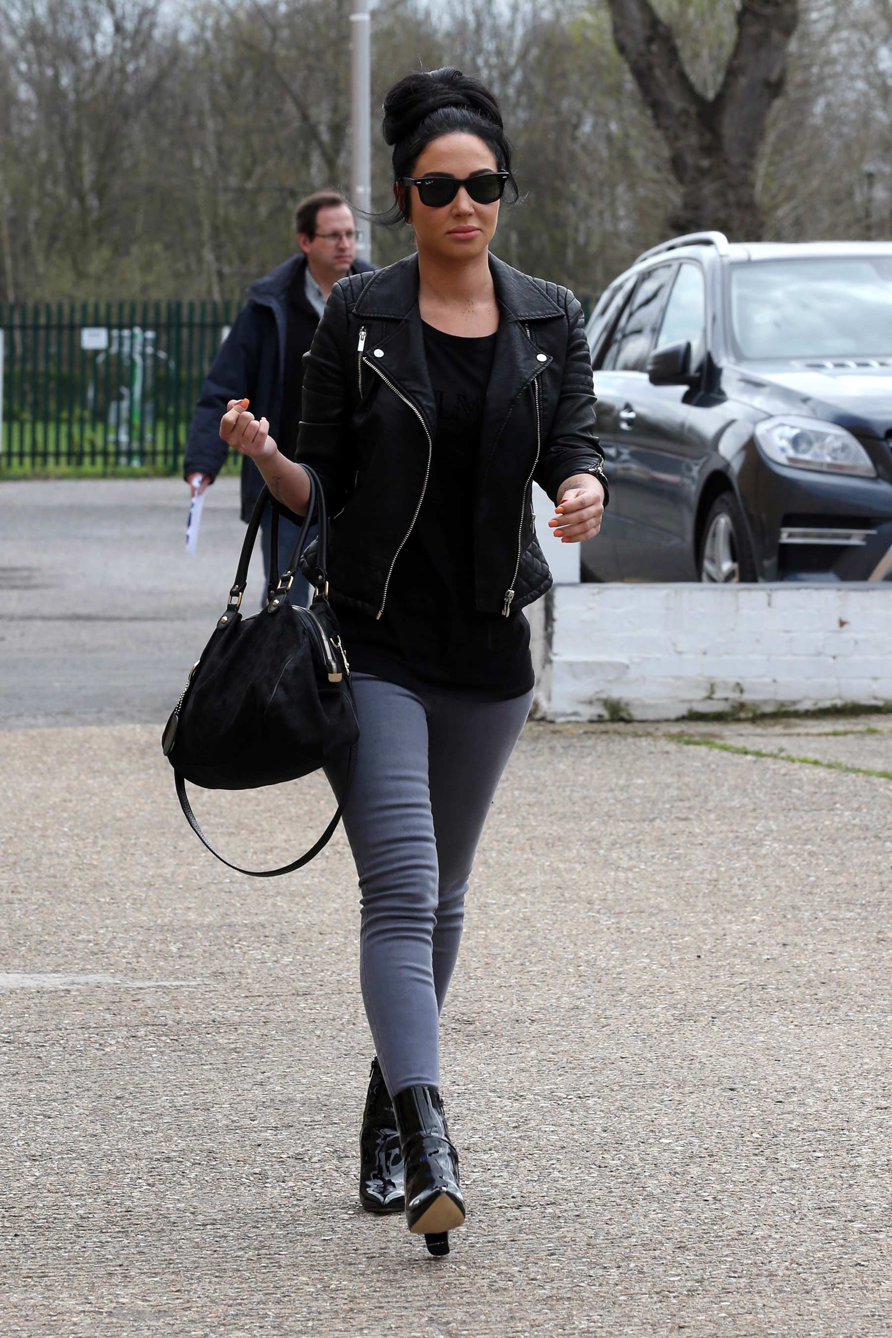 Tulisa Contostavlos arriving at a studio