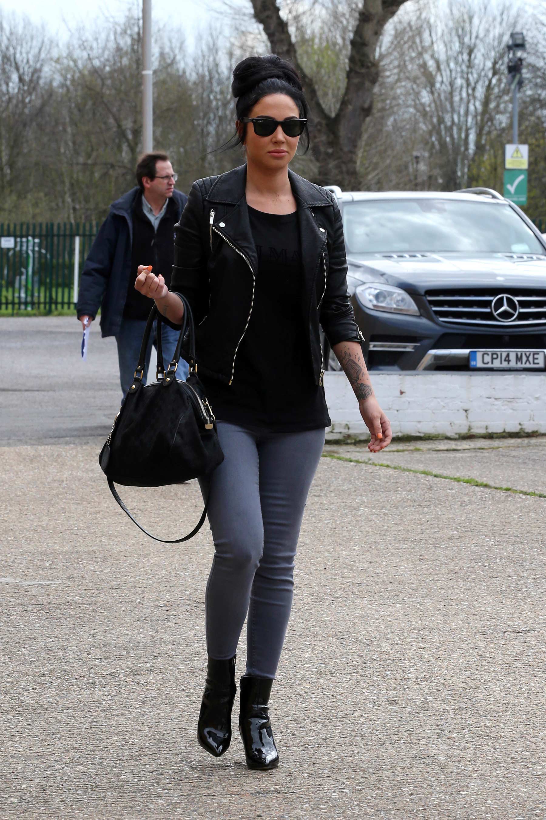 Tulisa Contostavlos arriving at a studio