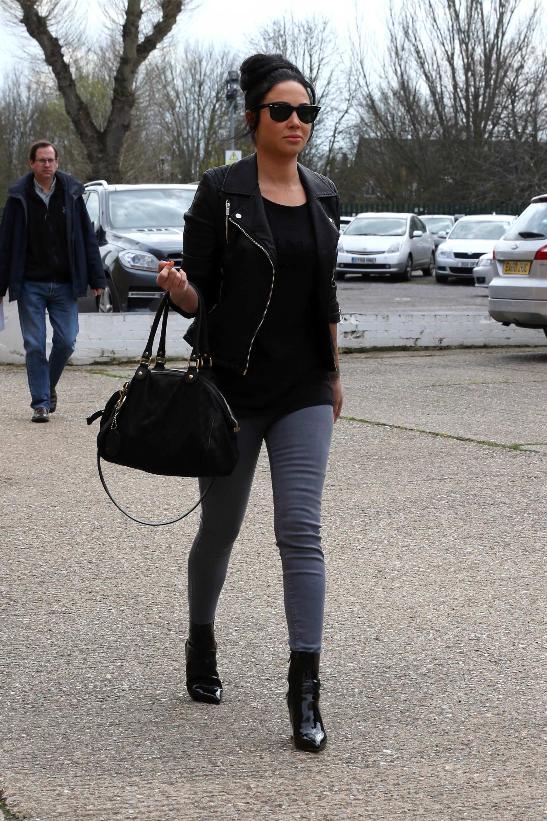 Tulisa Contostavlos arriving at a studio