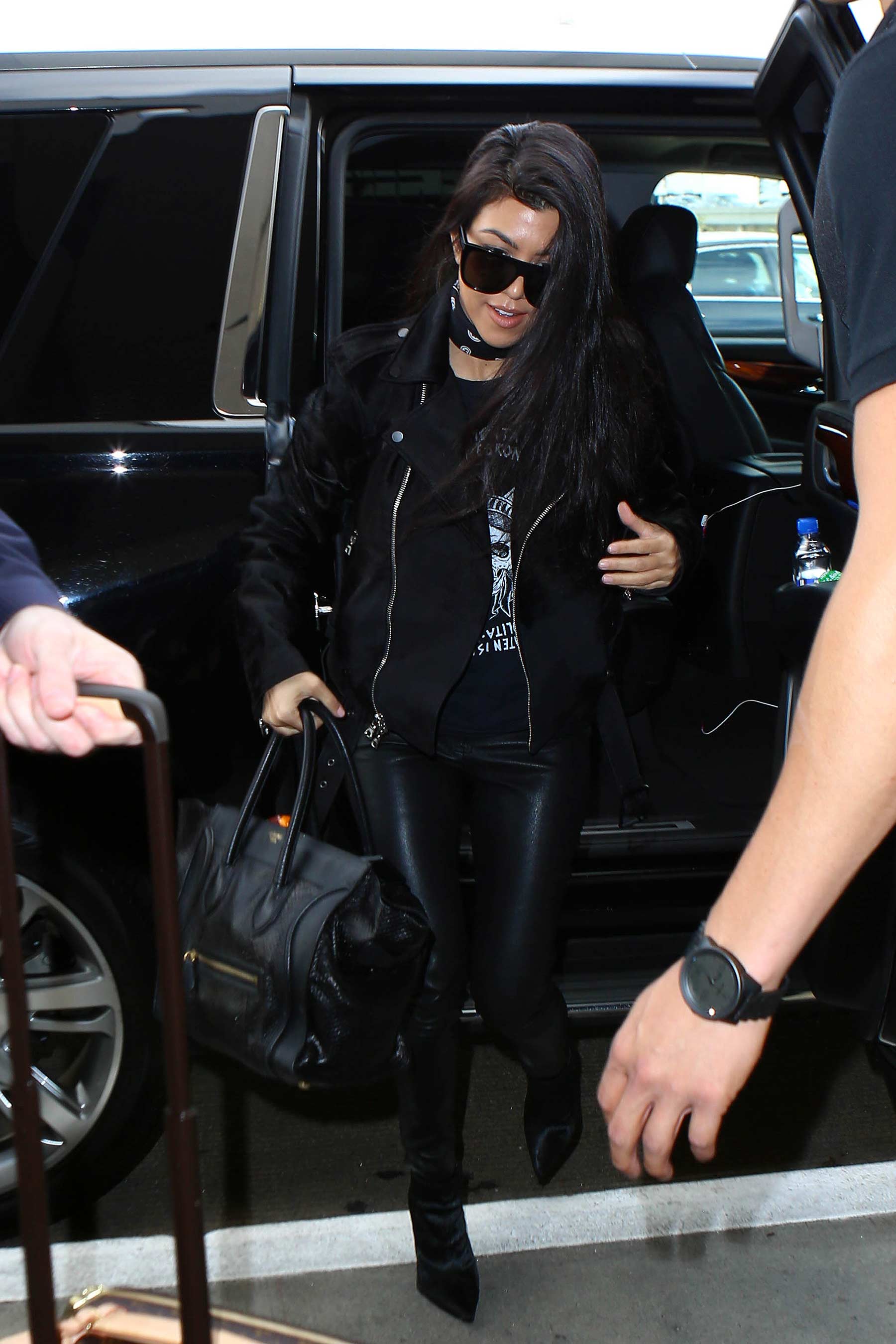 Kourtney Kardashian is seen at LAX and JFK airports