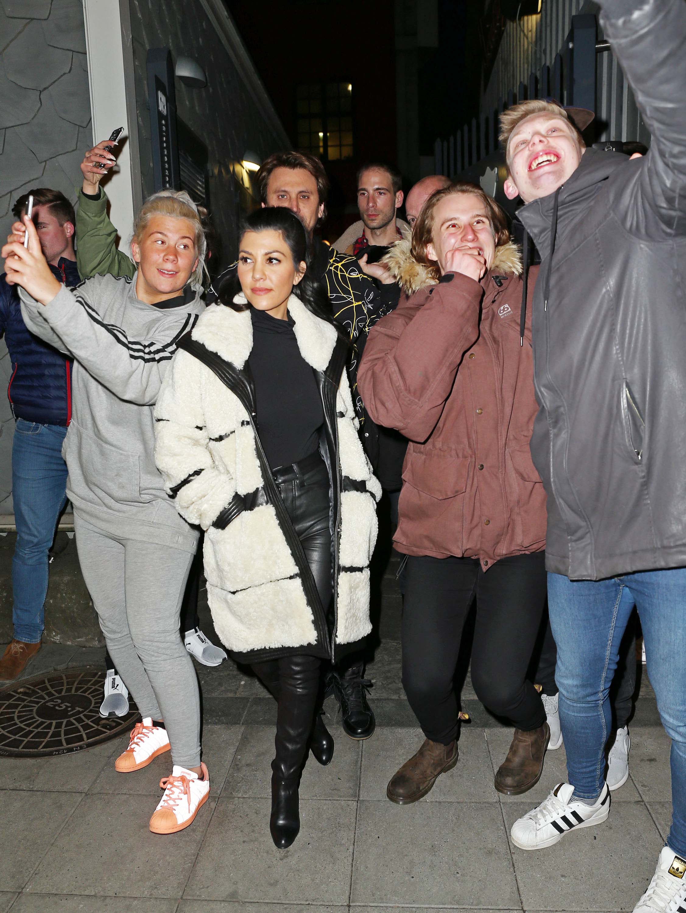 Kourtney Kardashian leaving a restaurant in Iceland