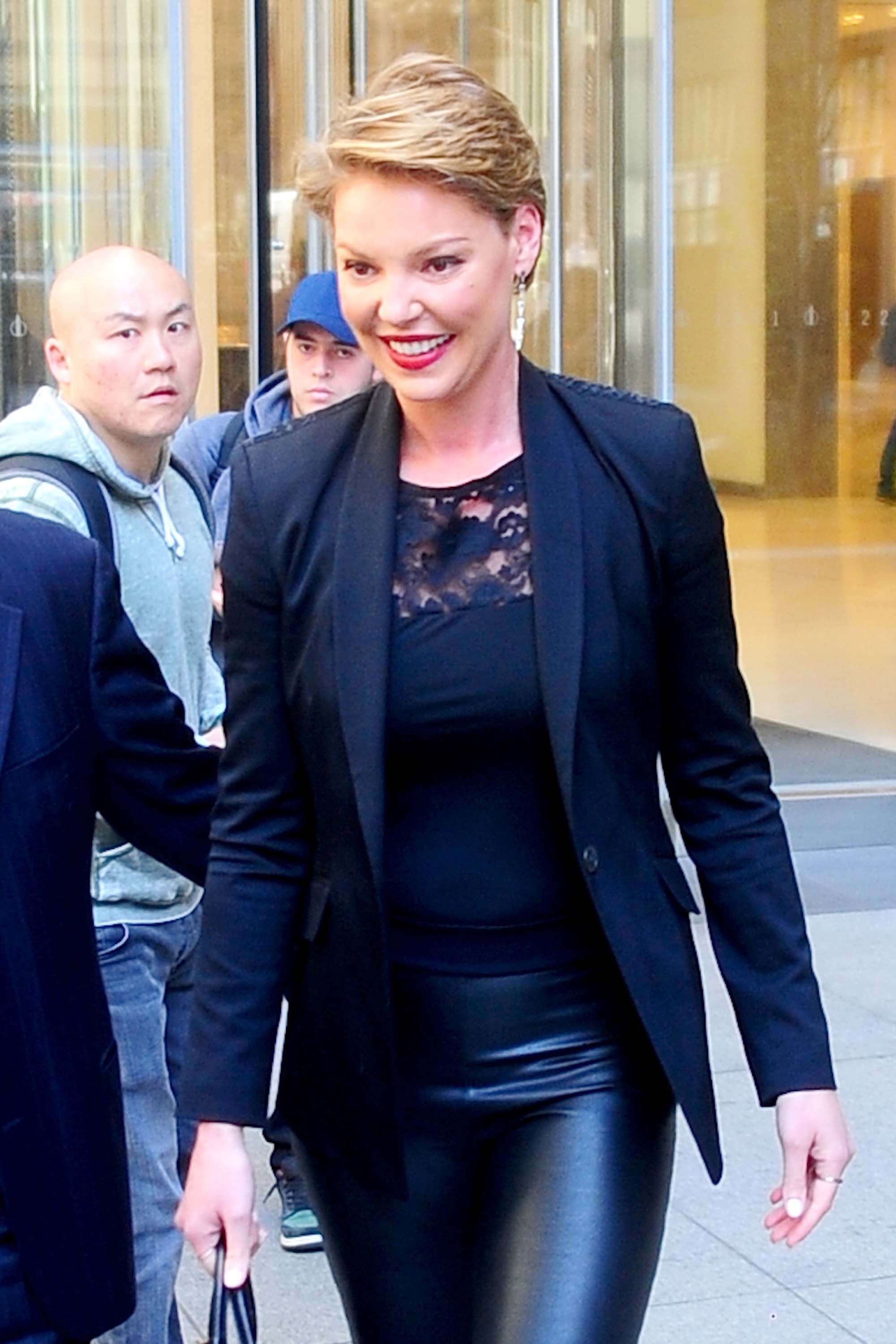 Katherine Heigl leaves the SiriusXM studios