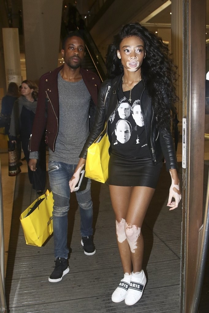 Winnie Harlow seen out on Oxford Street