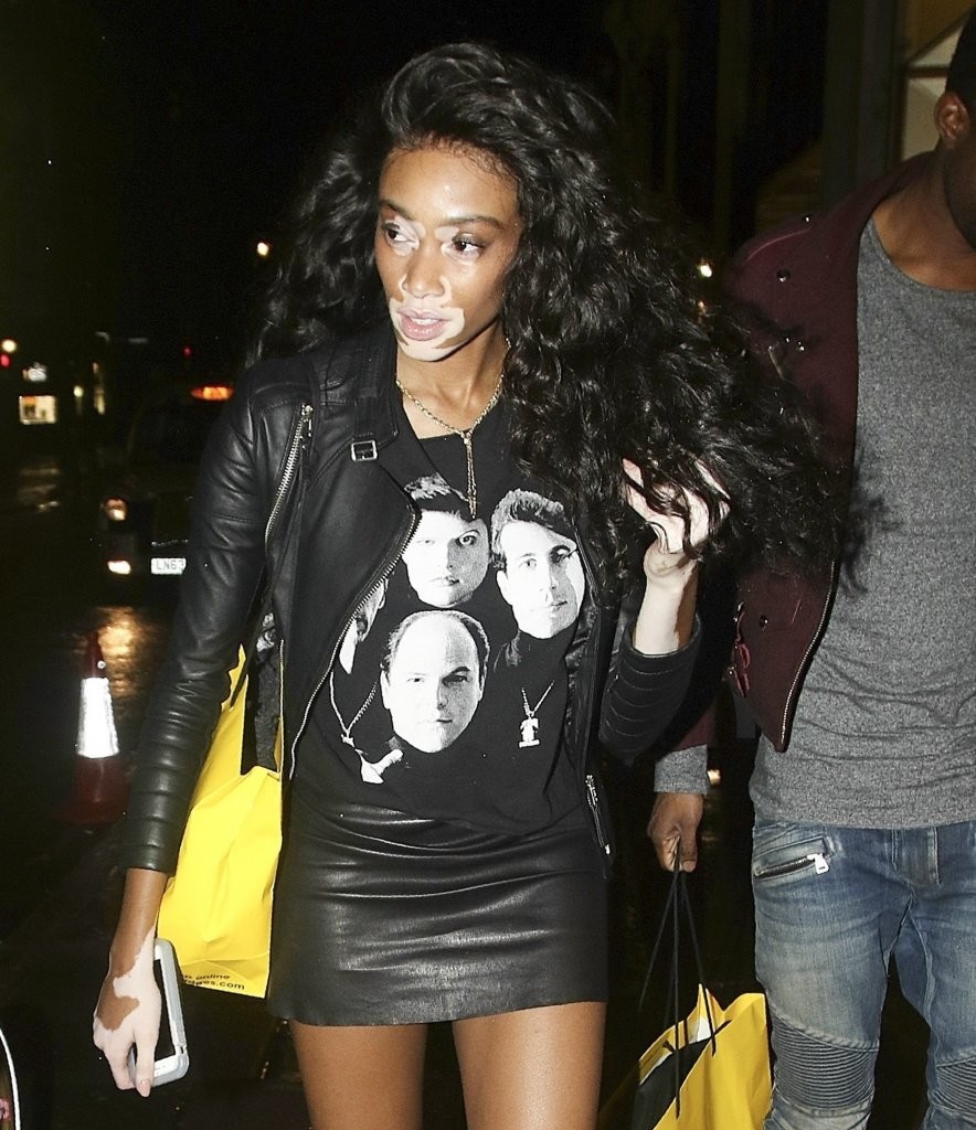 Winnie Harlow seen out on Oxford Street