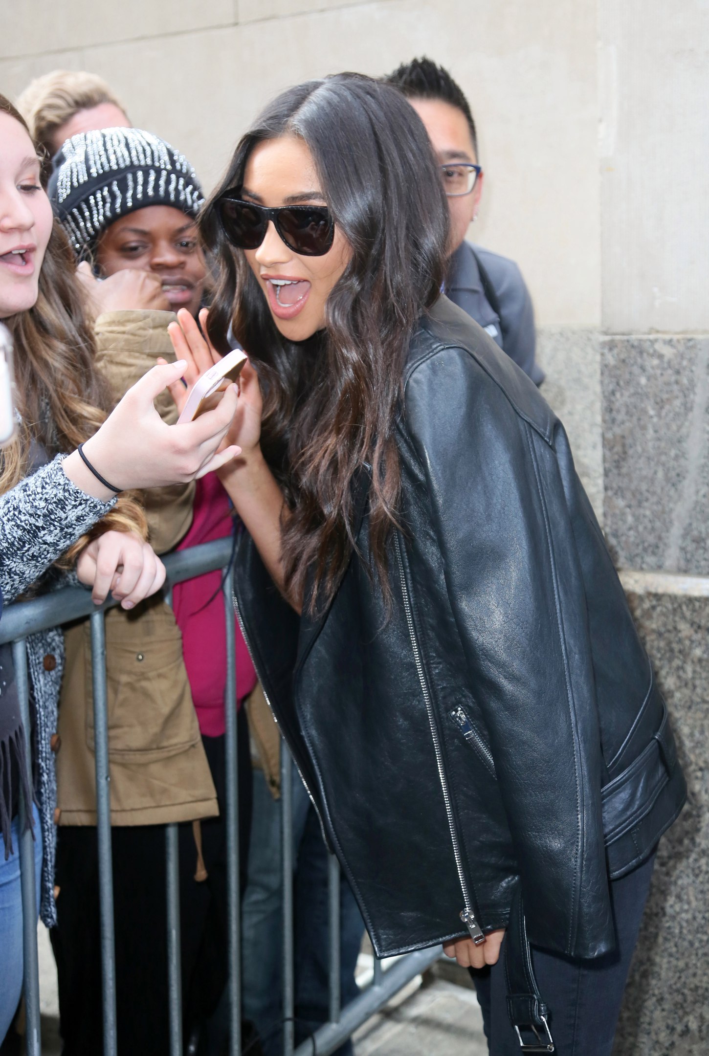 Shay Mitchell leaving the AOL Studios