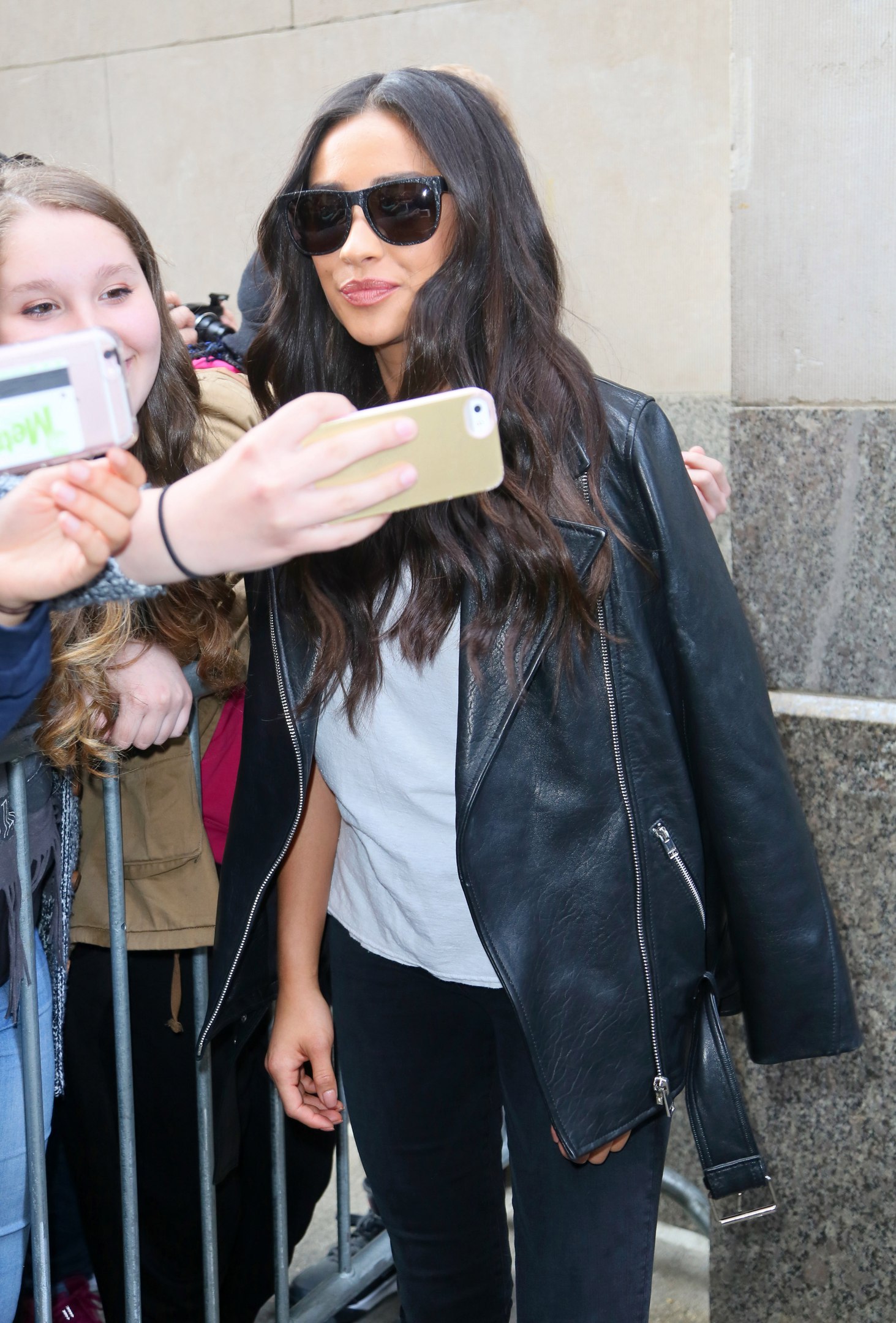 Shay Mitchell leaving the AOL Studios