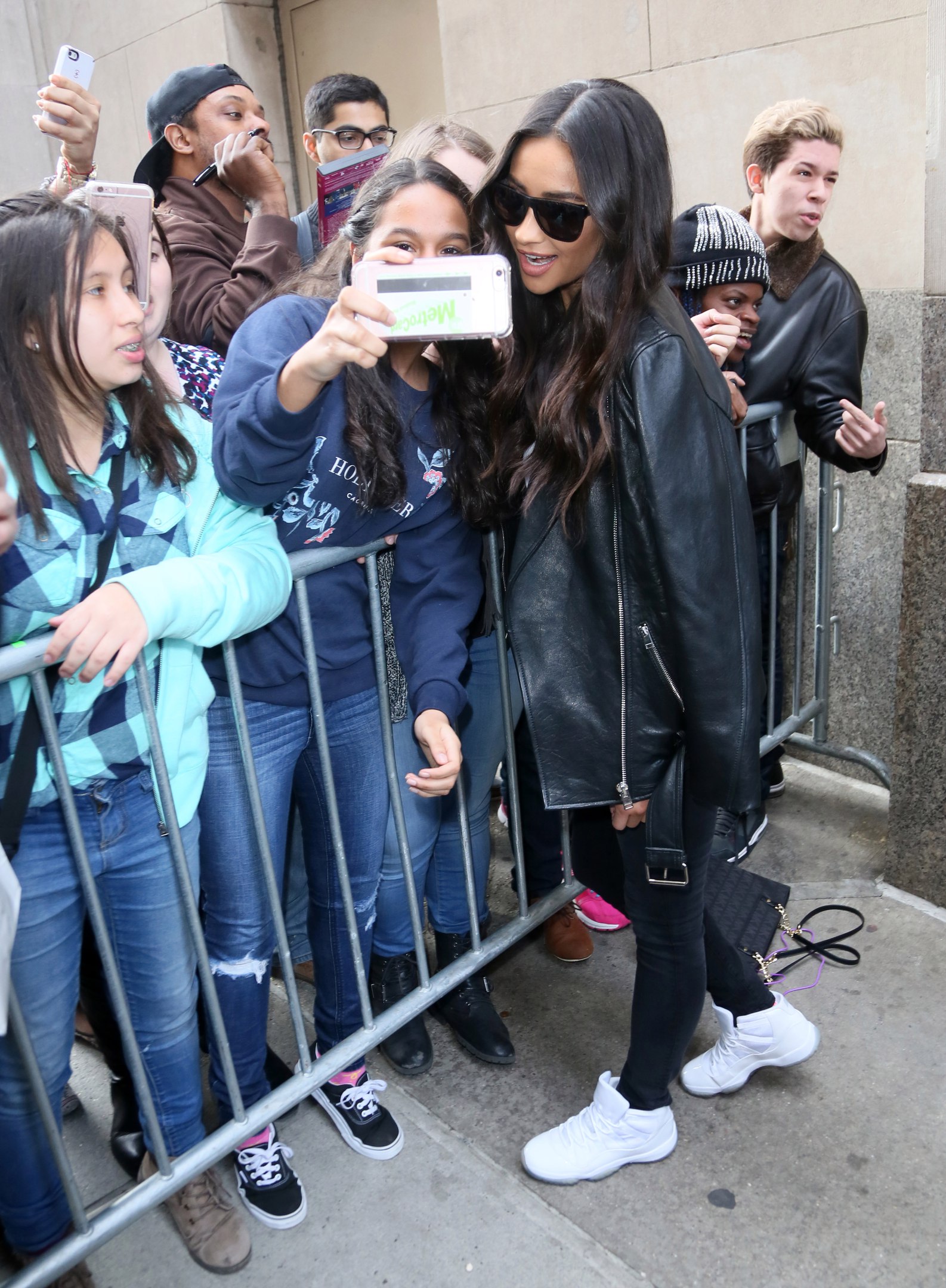 Shay Mitchell leaving the AOL Studios