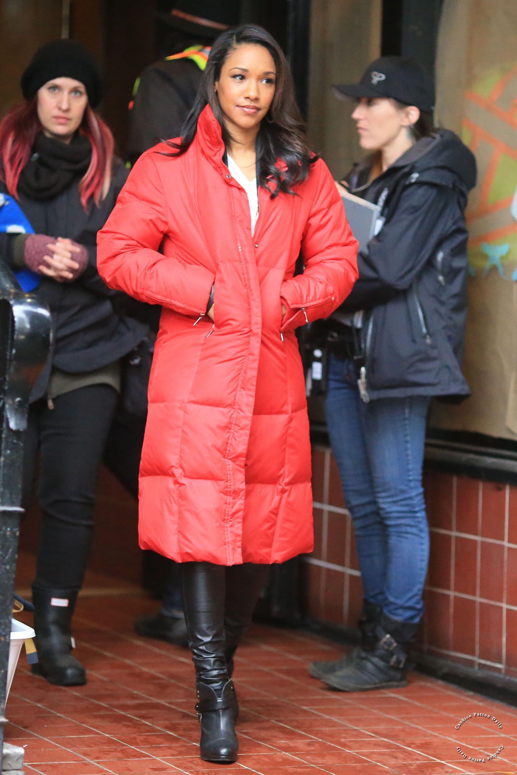 Candice Patton on the set of The Flash