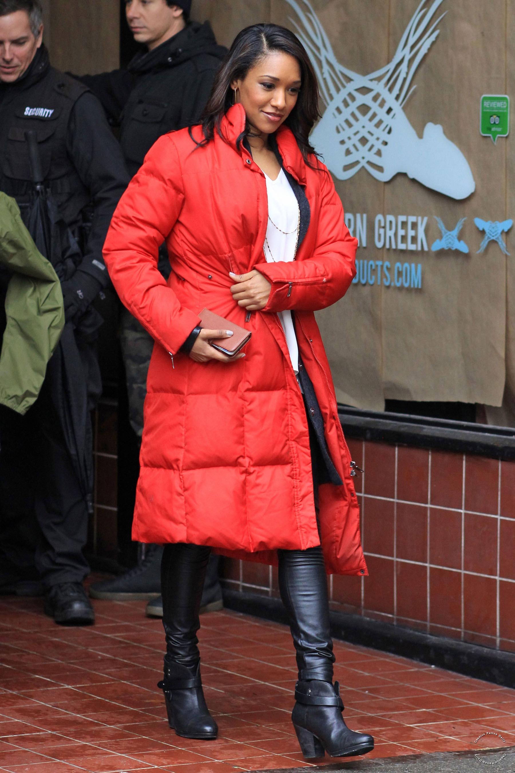 Candice Patton on the set of The Flash