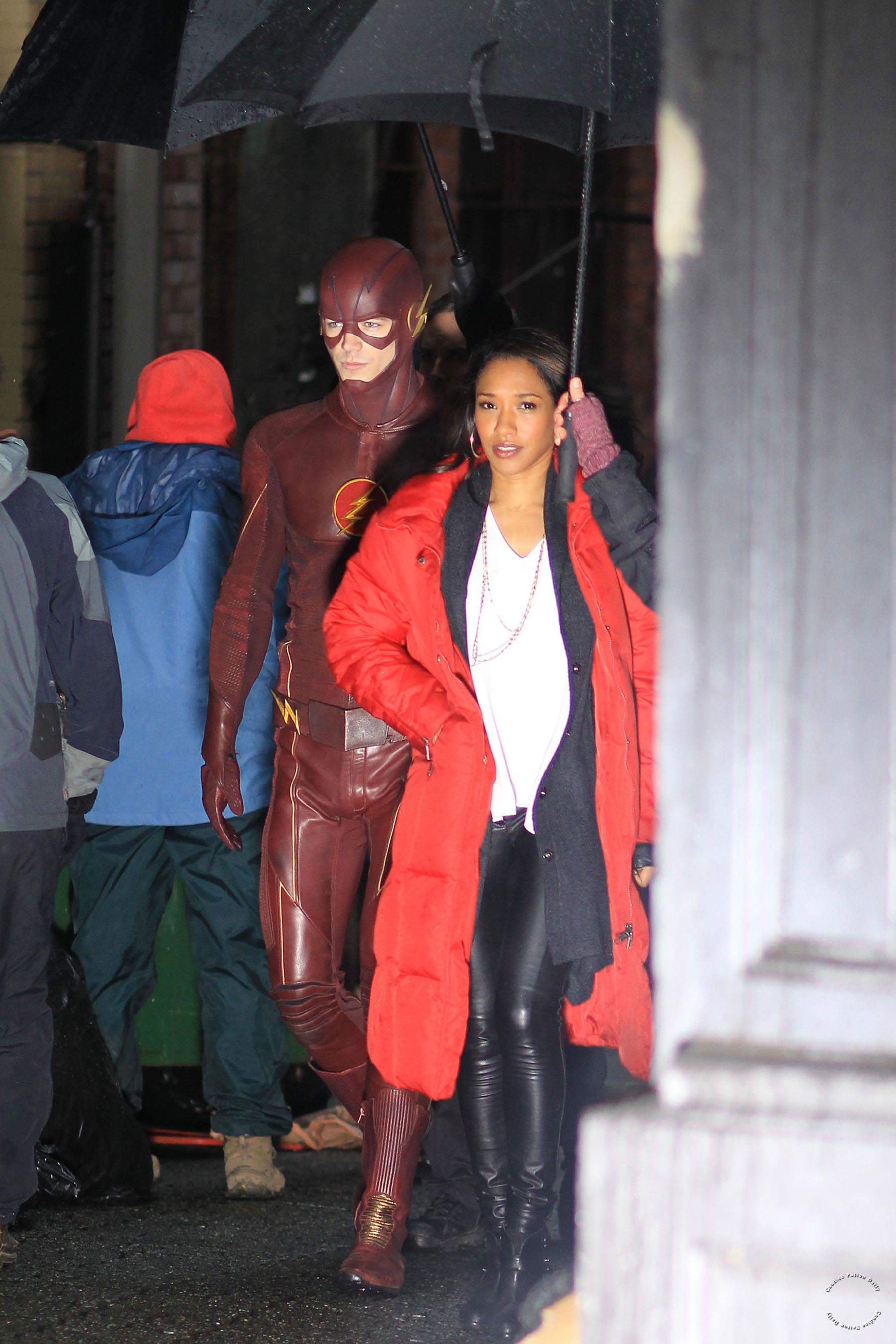 Candice Patton on the set of The Flash