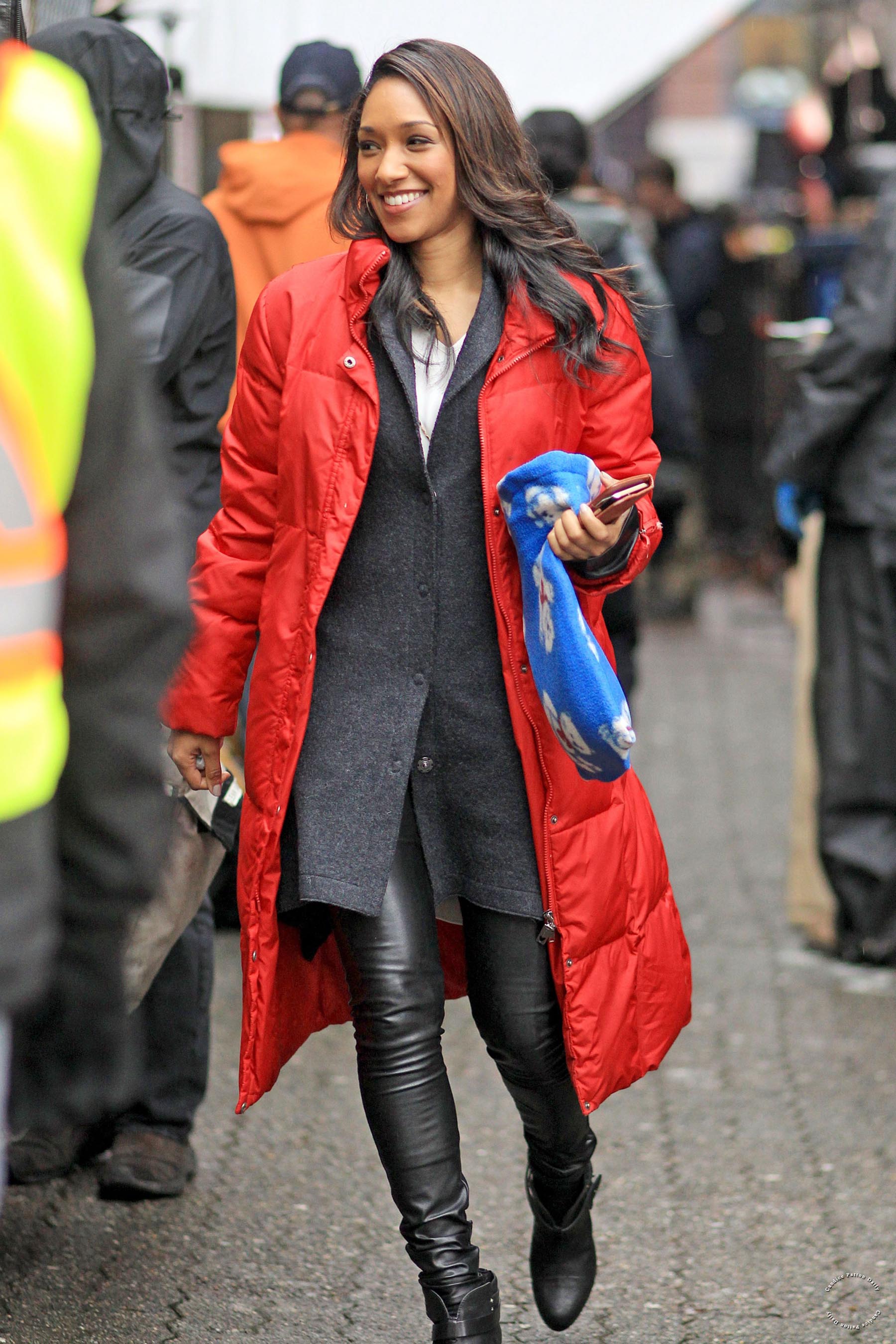 Candice Patton on the set of The Flash