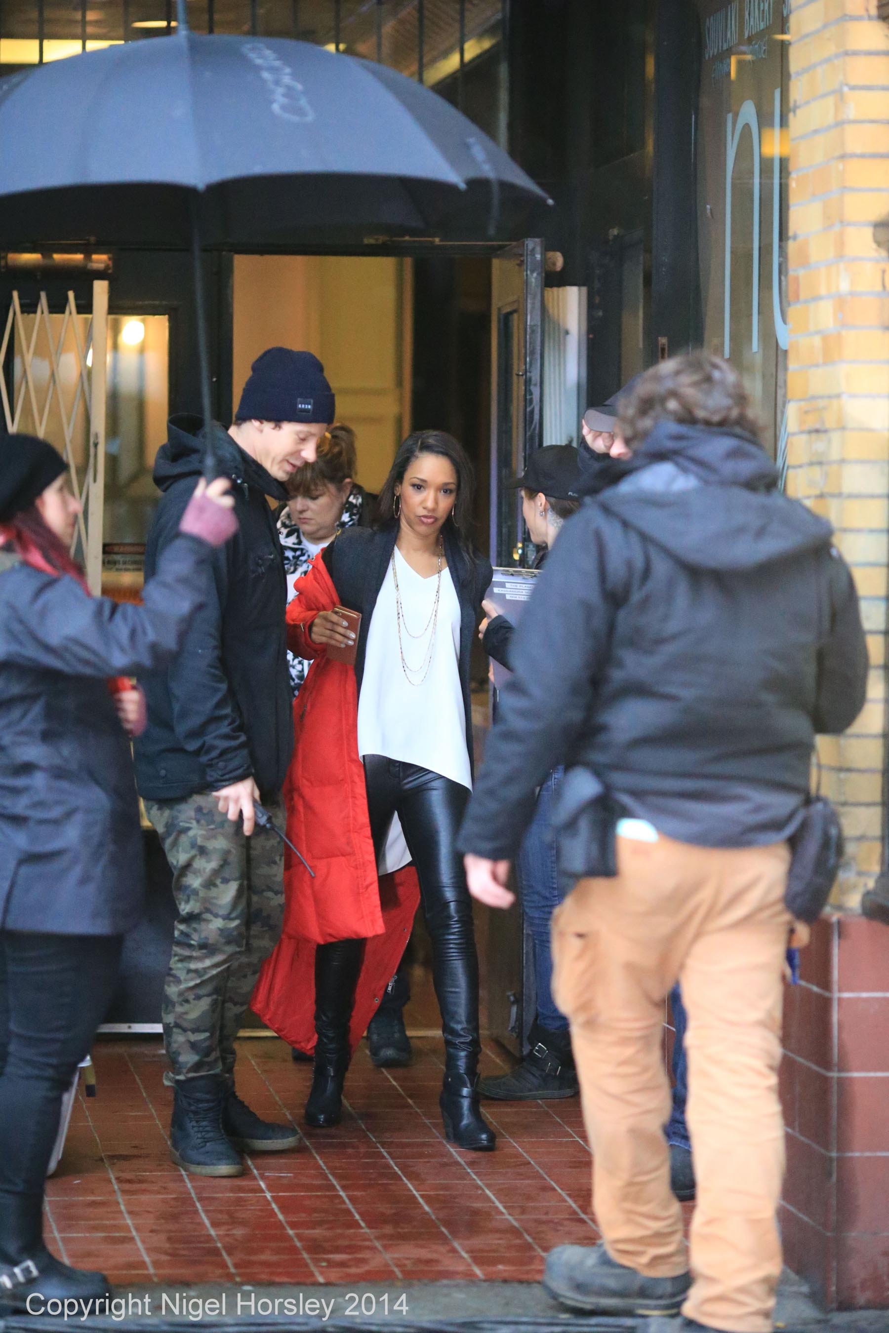 Candice Patton on the set of The Flash