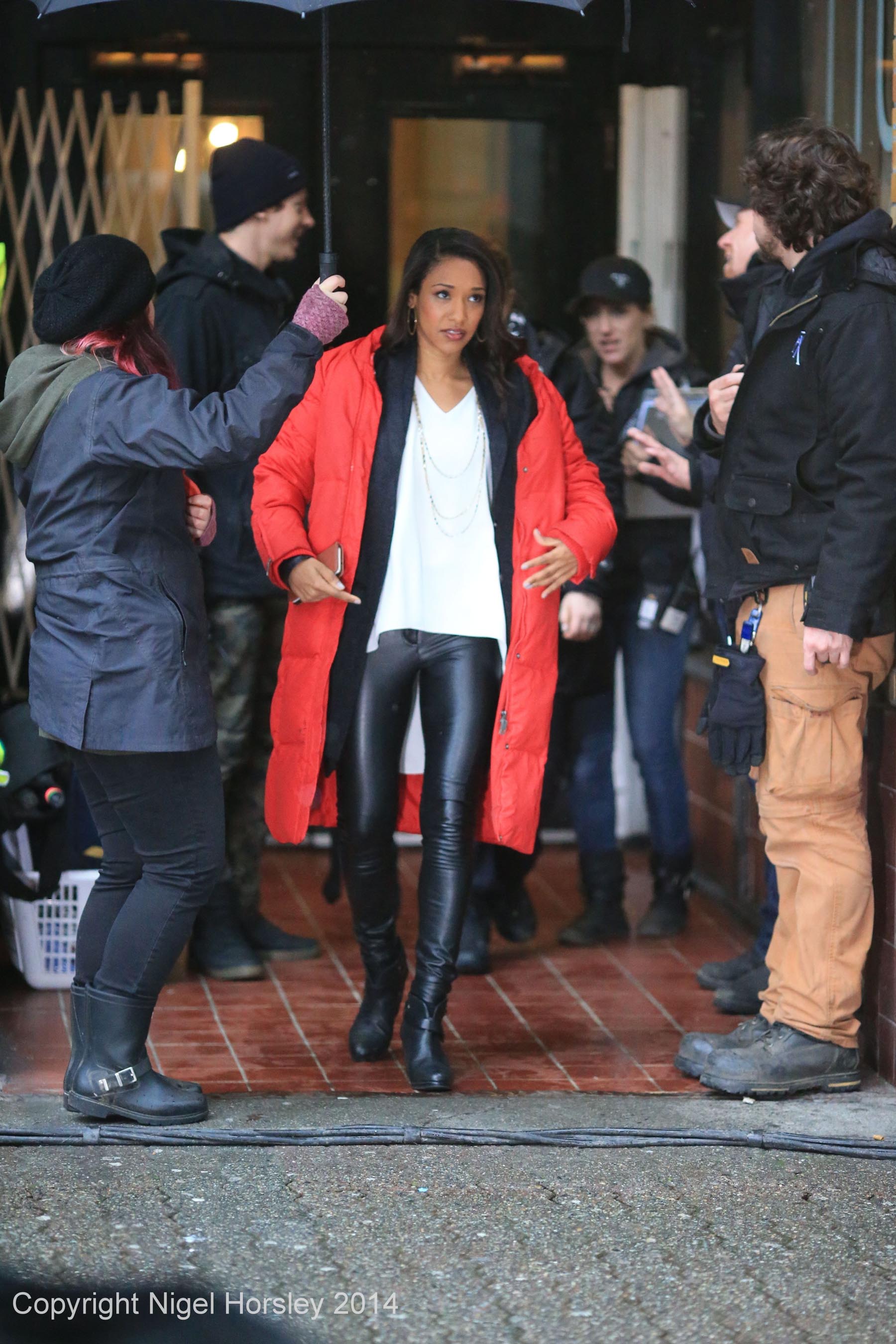 Candice Patton on the set of The Flash