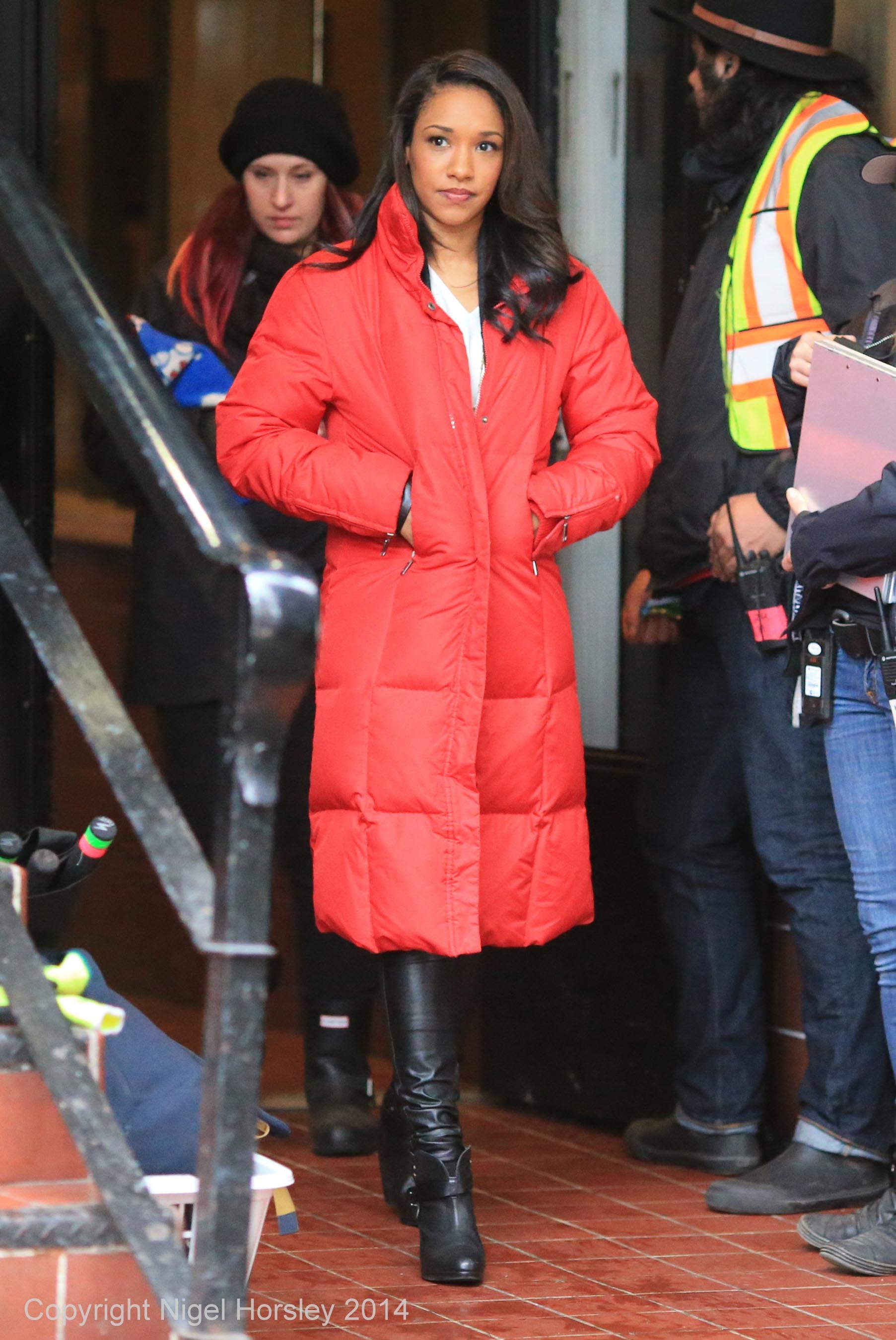 Candice Patton on the set of The Flash