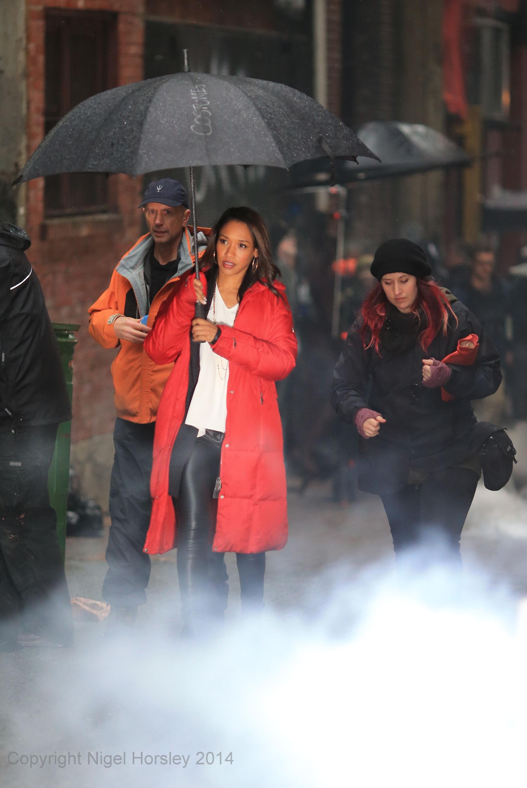 Candice Patton on the set of The Flash