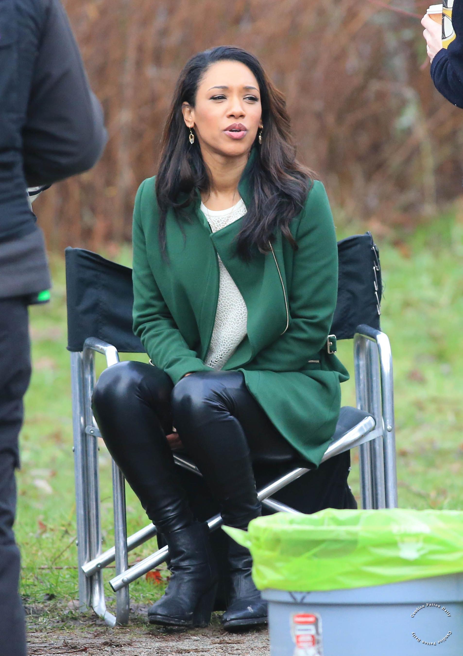 Candice Patton on the set of The Flash