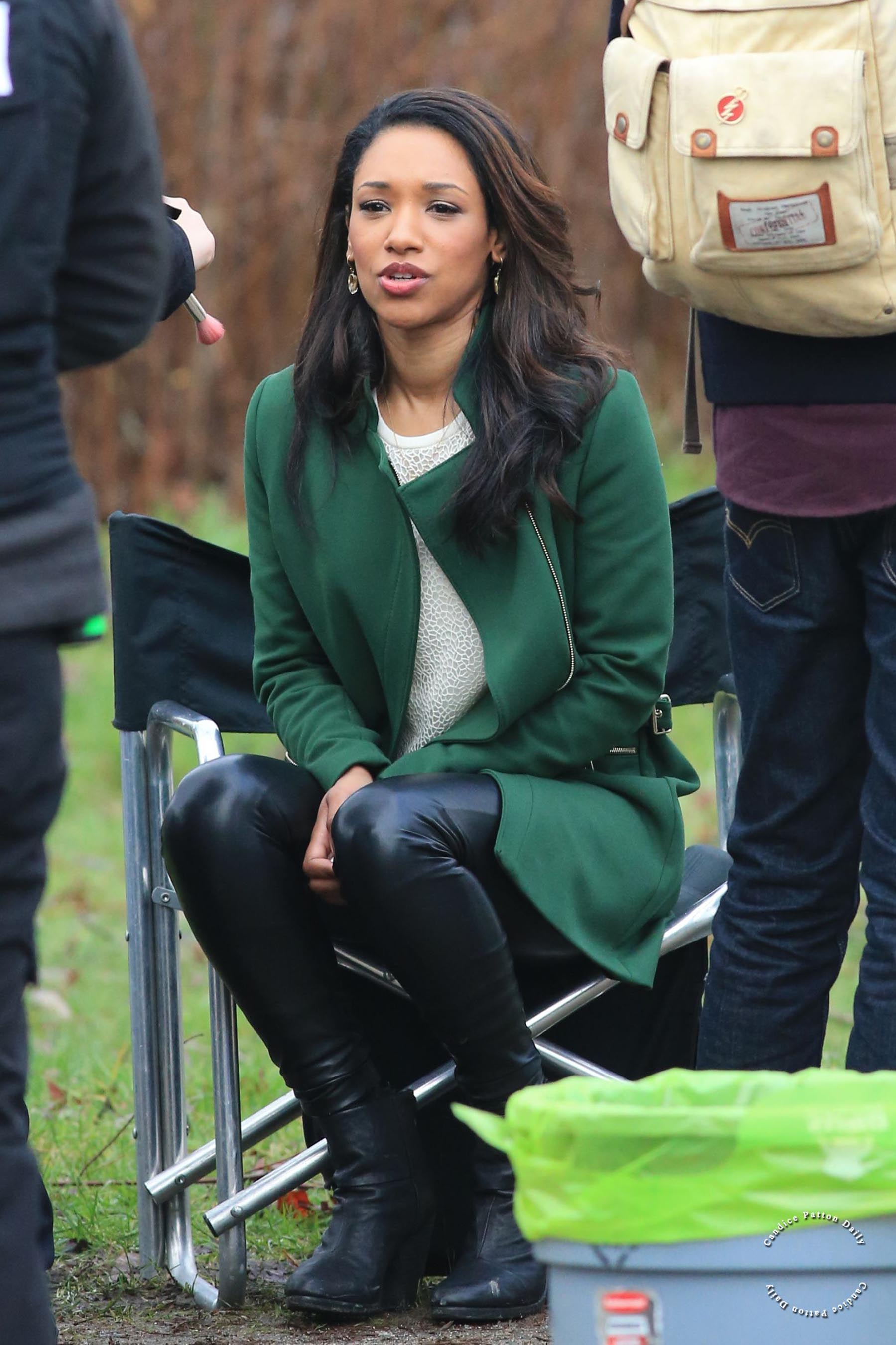 Candice Patton on the set of The Flash