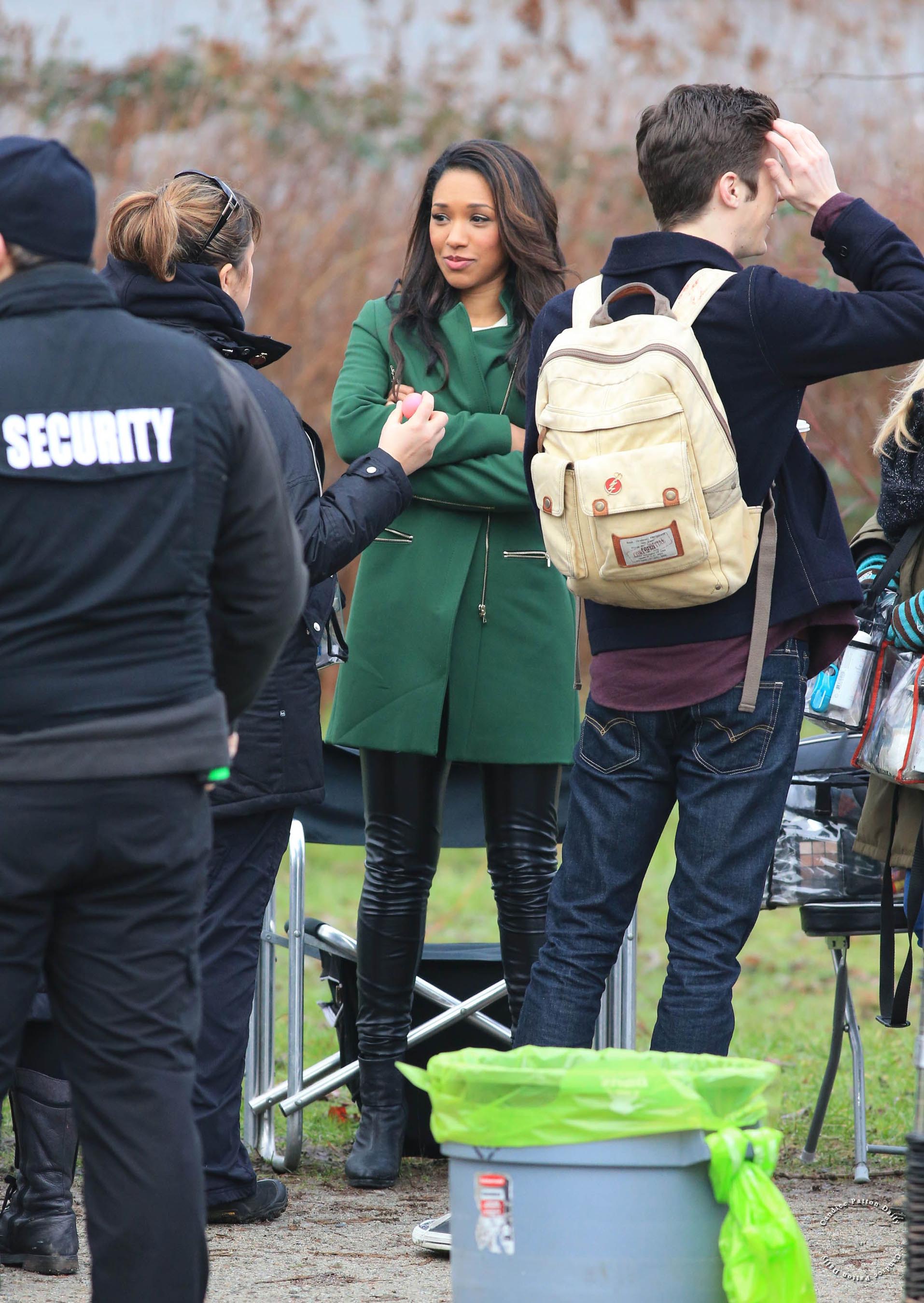 Candice Patton on the set of The Flash