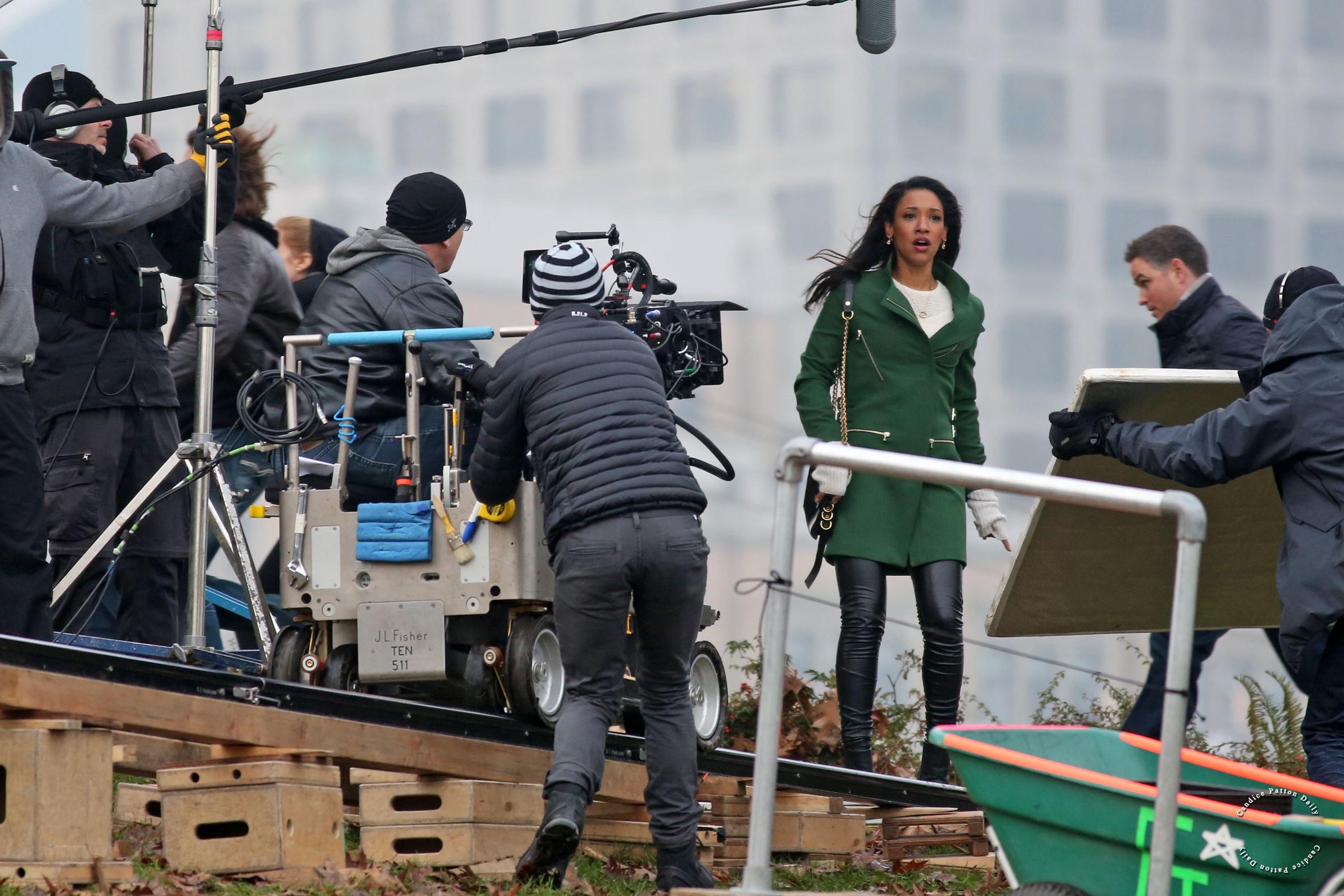 Candice Patton on the set of The Flash