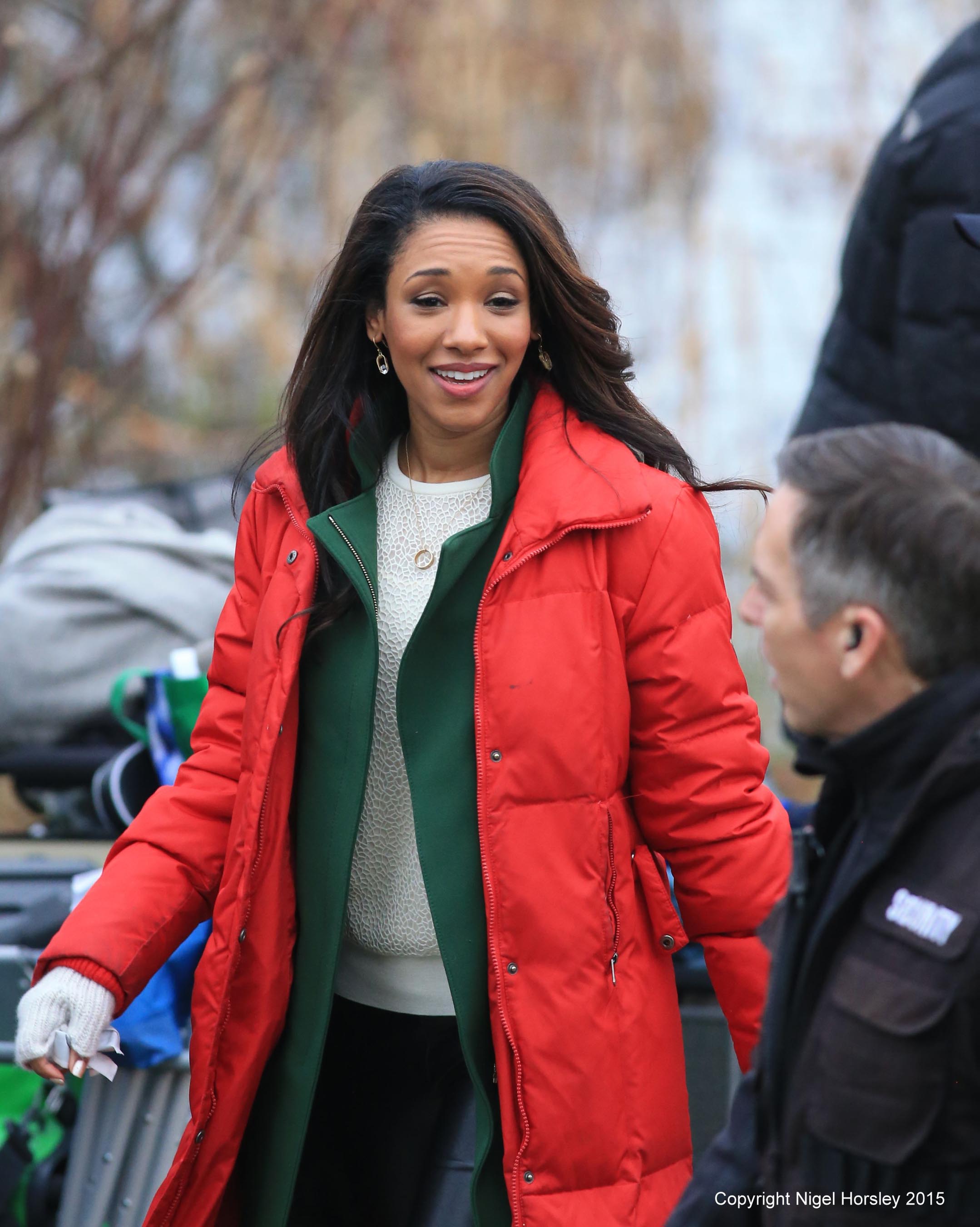 Candice Patton on the set of The Flash