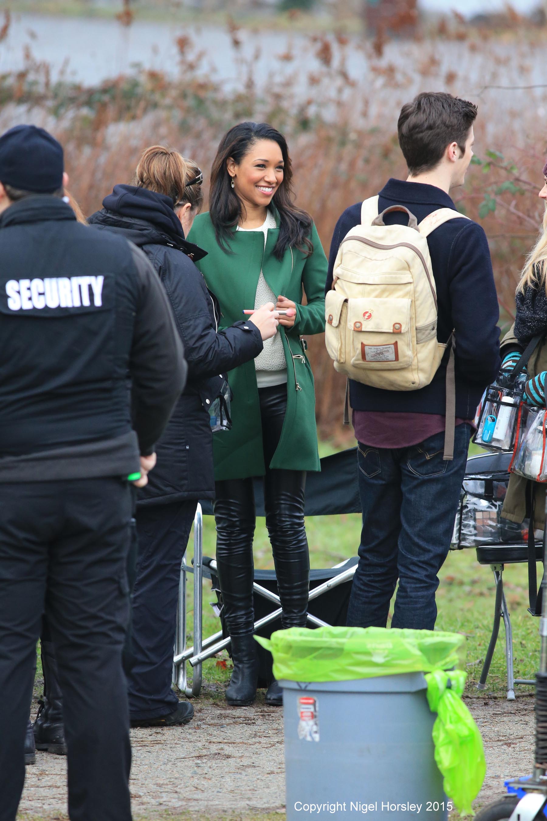 Candice Patton on the set of The Flash