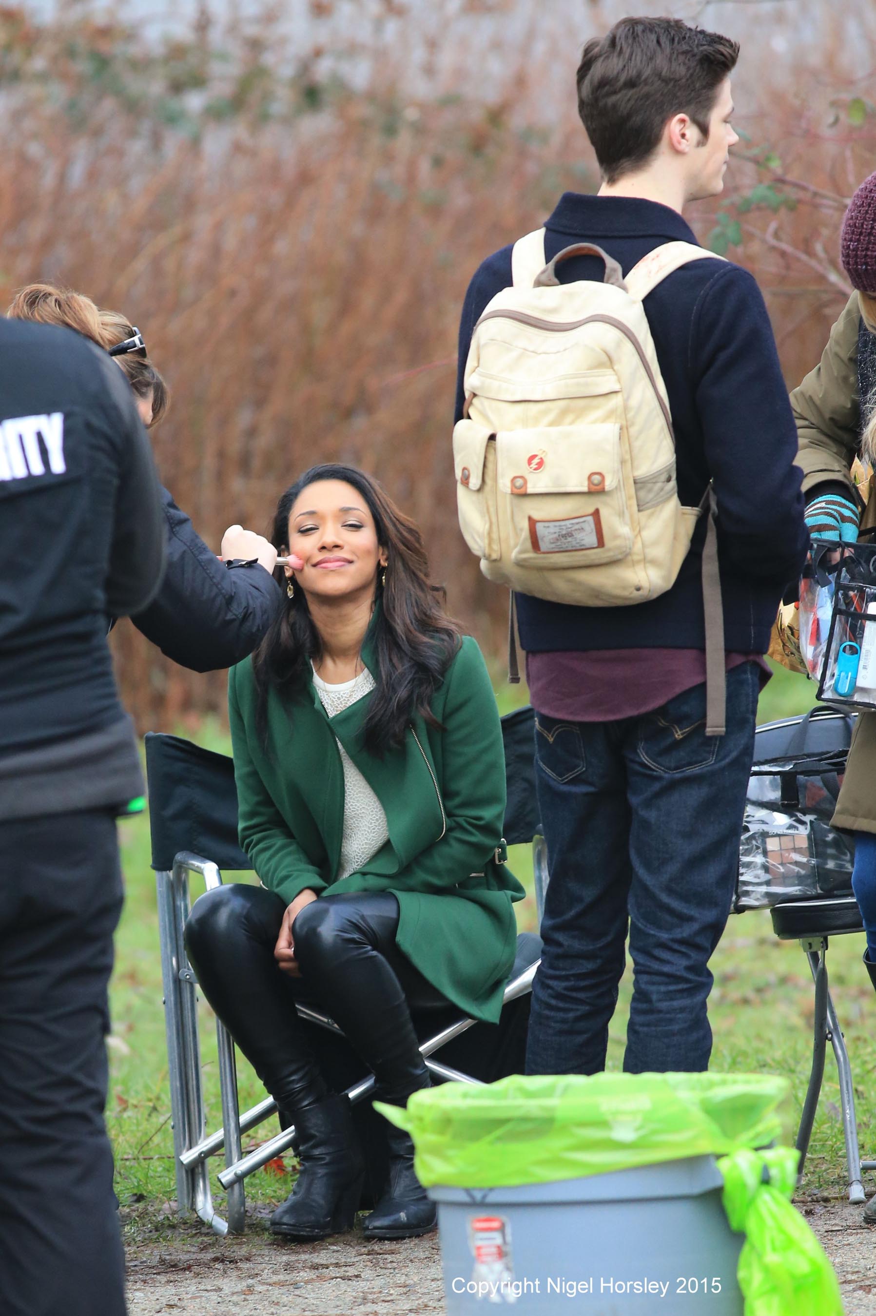Candice Patton on the set of The Flash