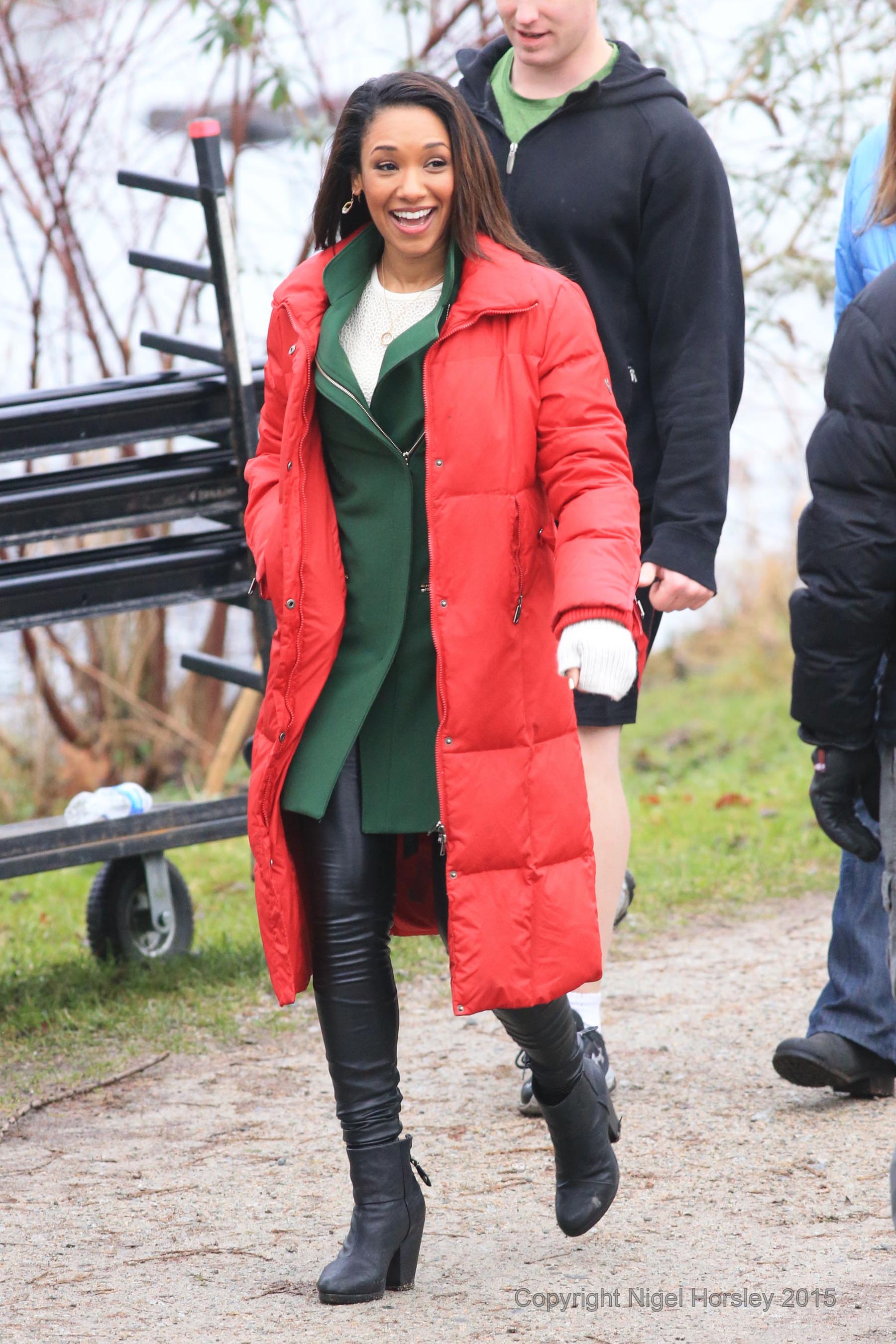 Candice Patton on the set of The Flash