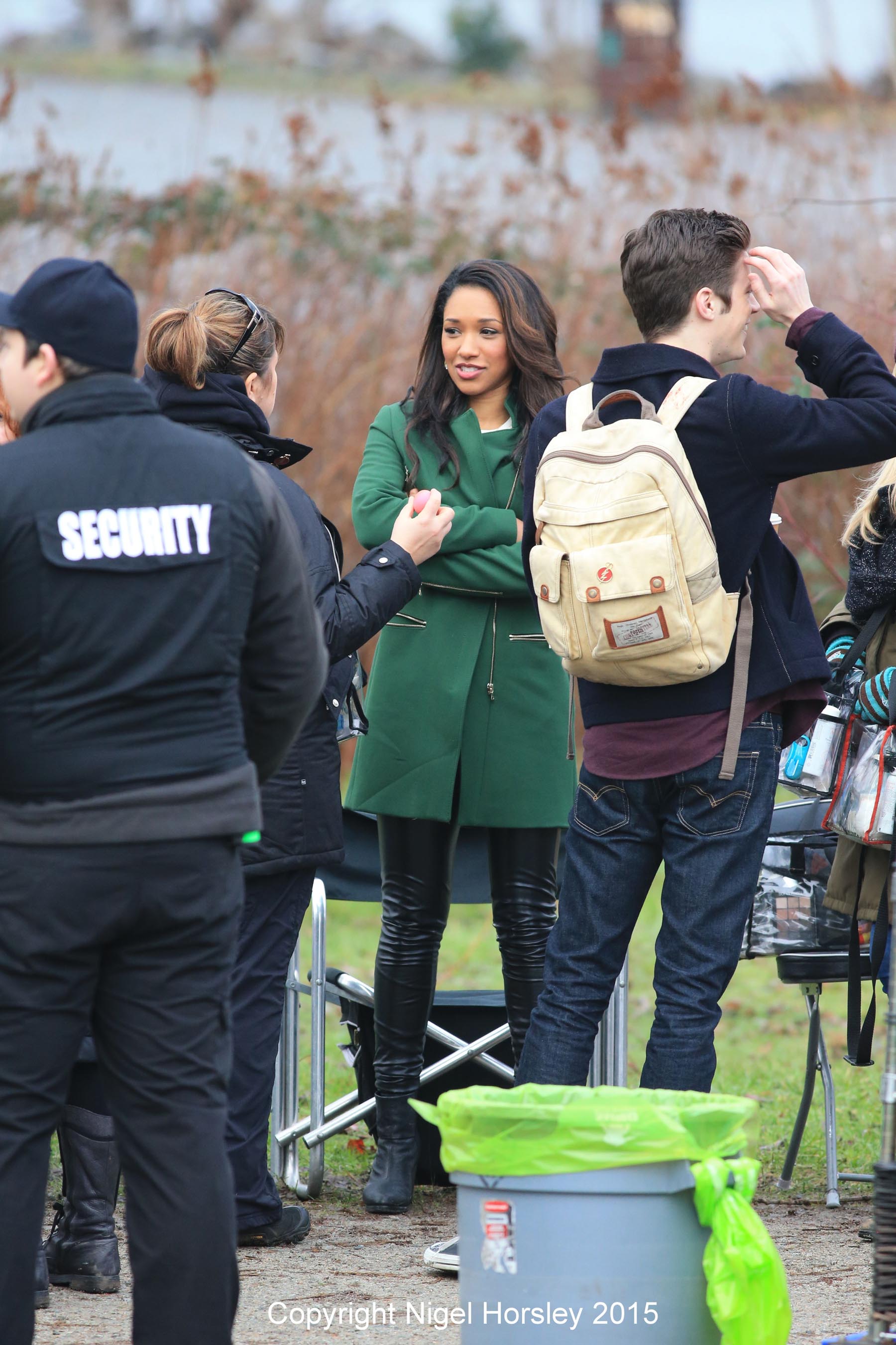 Candice Patton on the set of The Flash