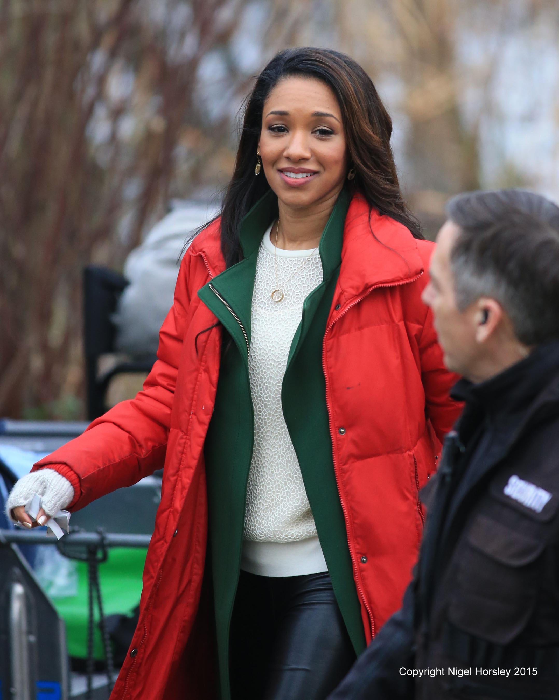 Candice Patton on the set of The Flash