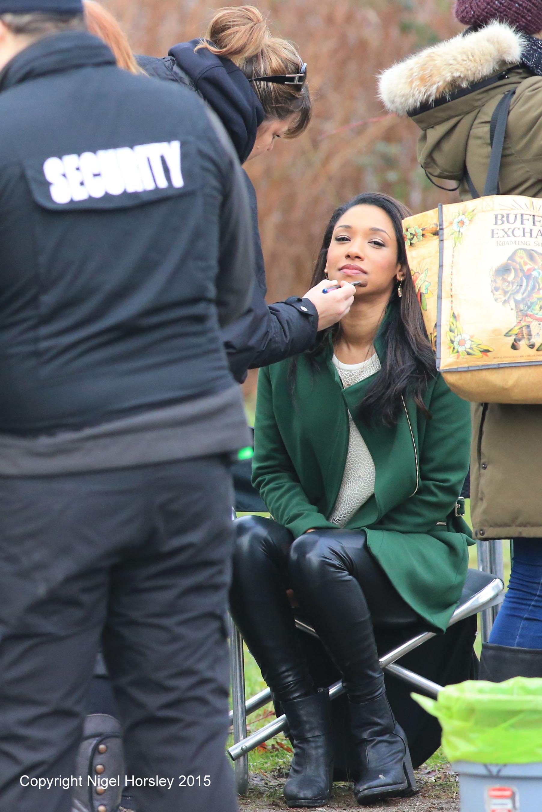 Candice Patton on the set of The Flash