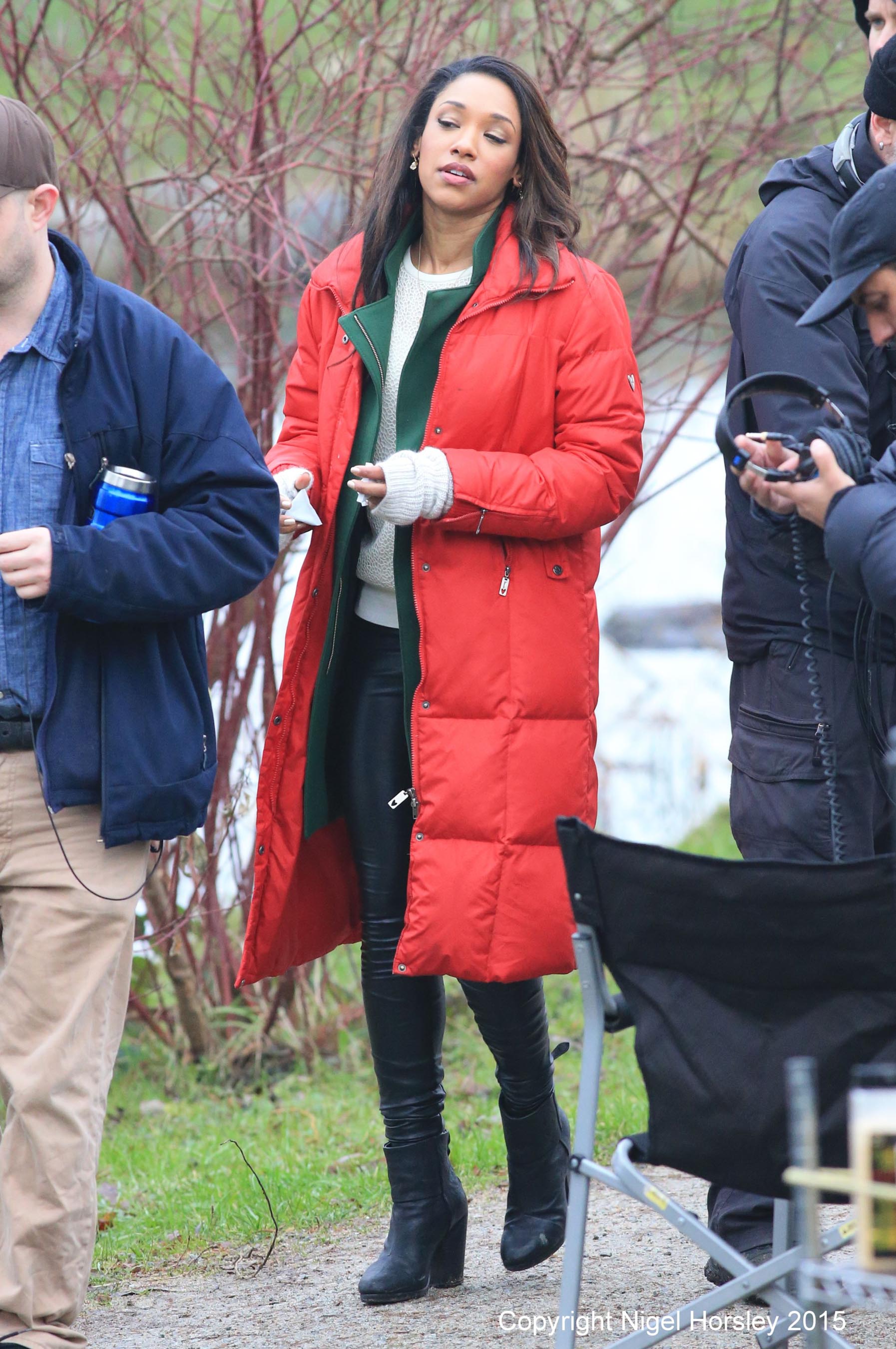 Candice Patton on the set of The Flash