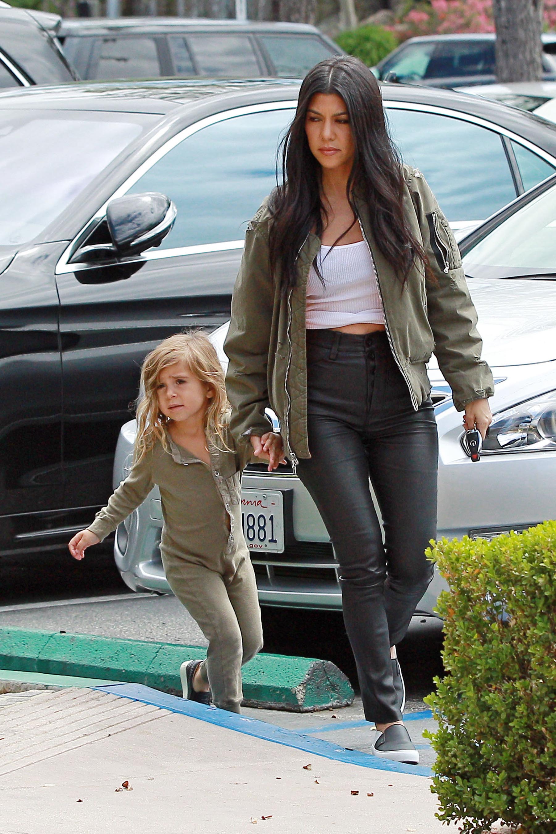 Kourtney Kardashian is seen taking her daughter Penelope Disick to Color Me Mine