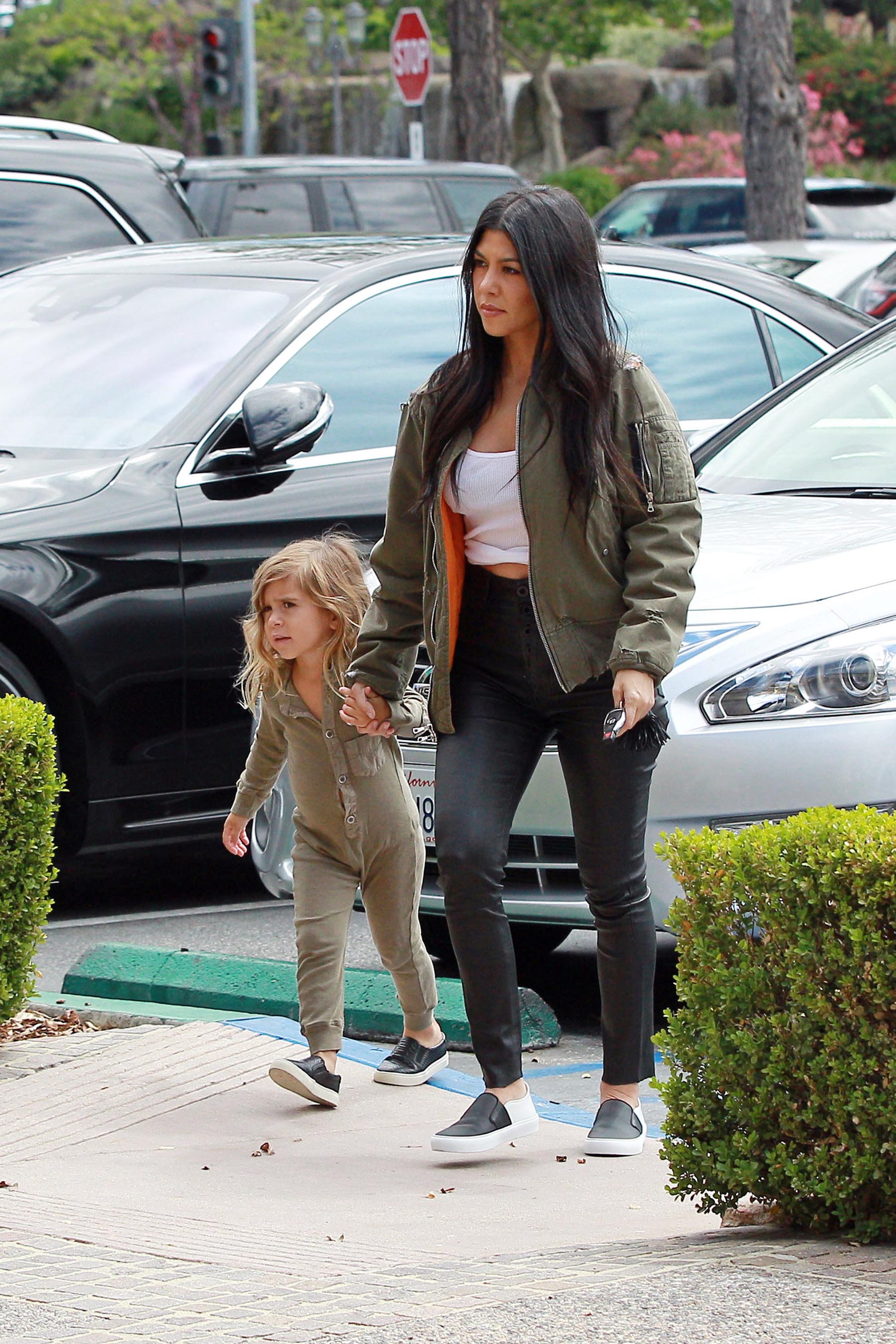 Kourtney Kardashian is seen taking her daughter Penelope Disick to Color Me Mine