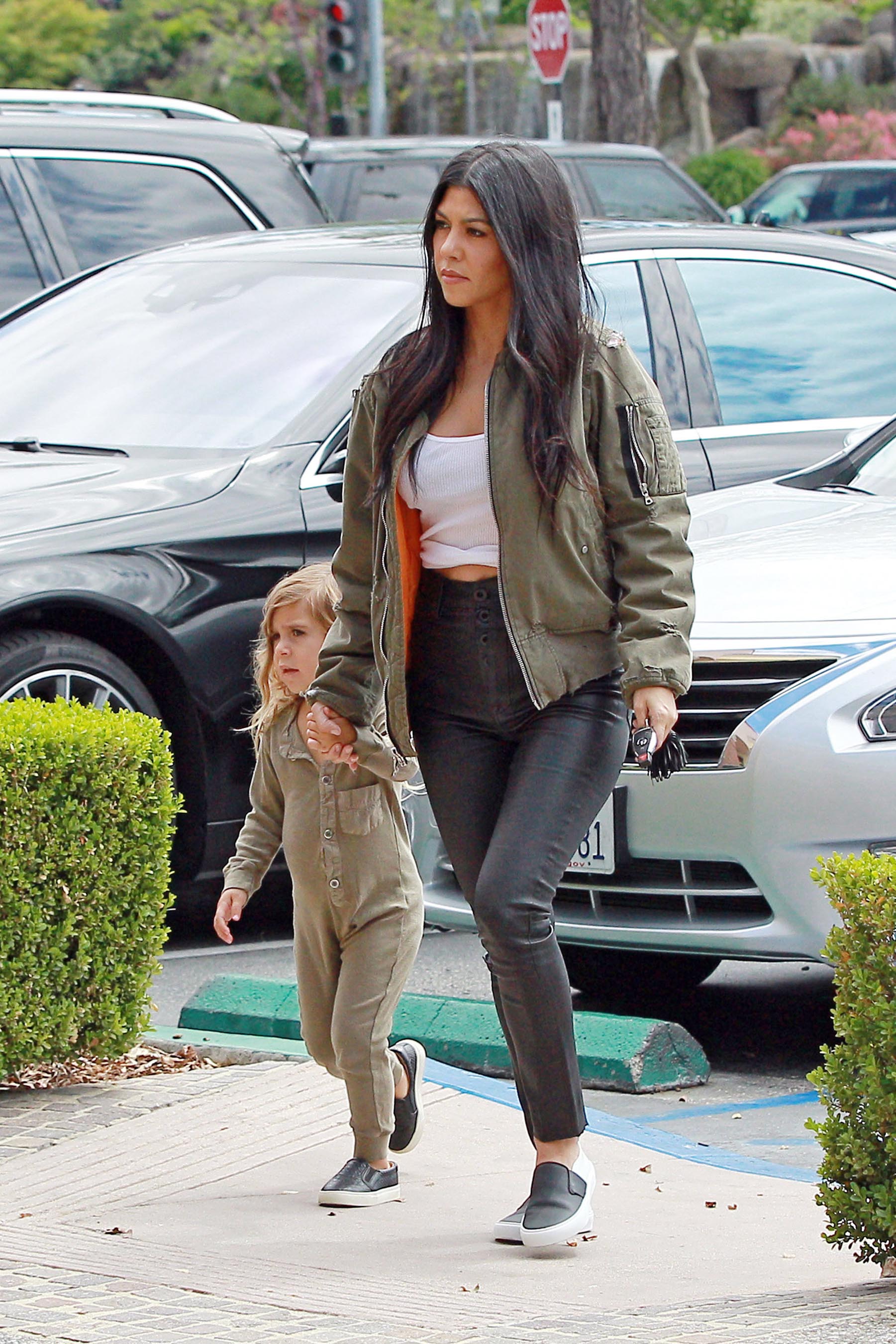 Kourtney Kardashian is seen taking her daughter Penelope Disick to Color Me Mine
