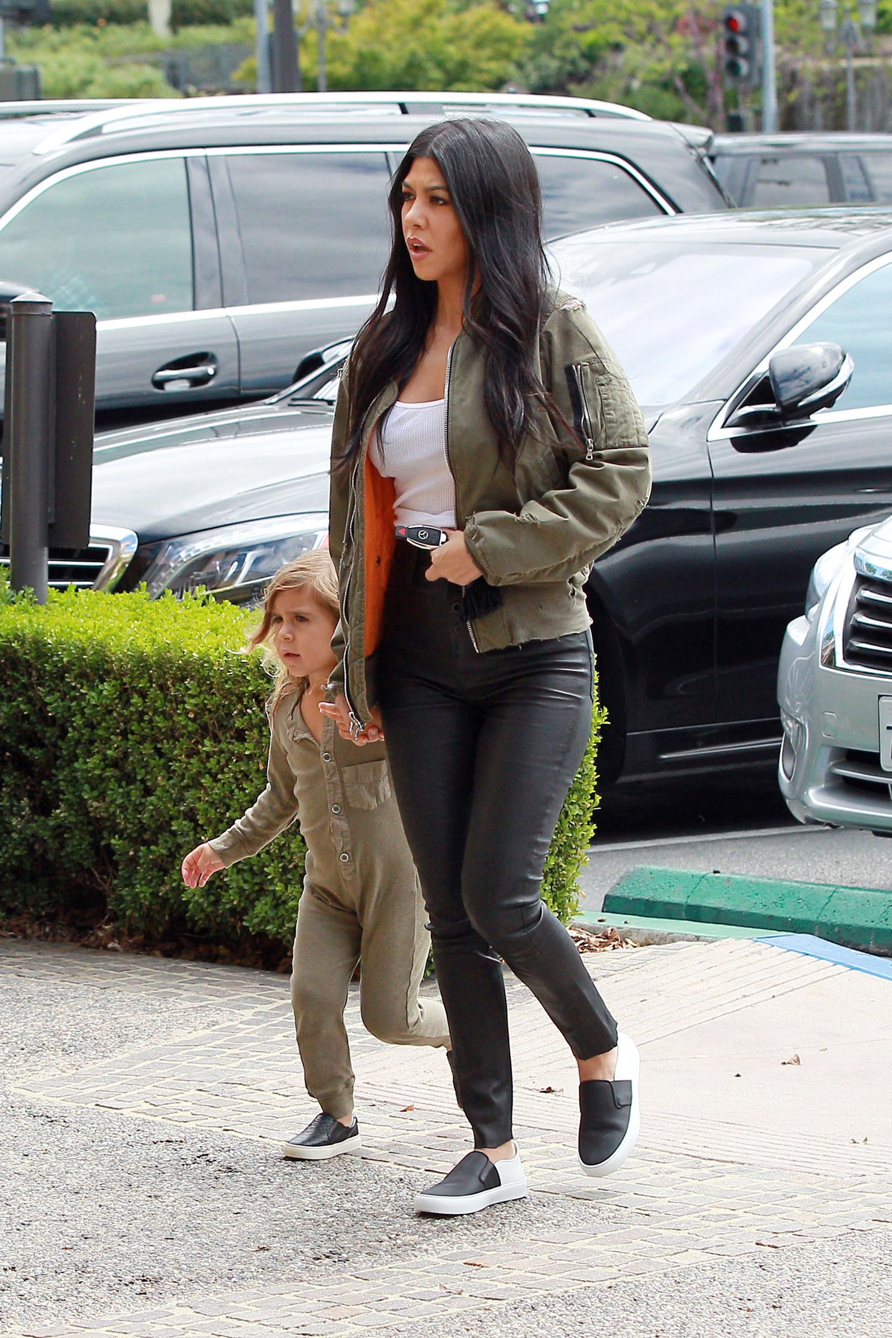 Kourtney Kardashian is seen taking her daughter Penelope Disick to Color Me Mine