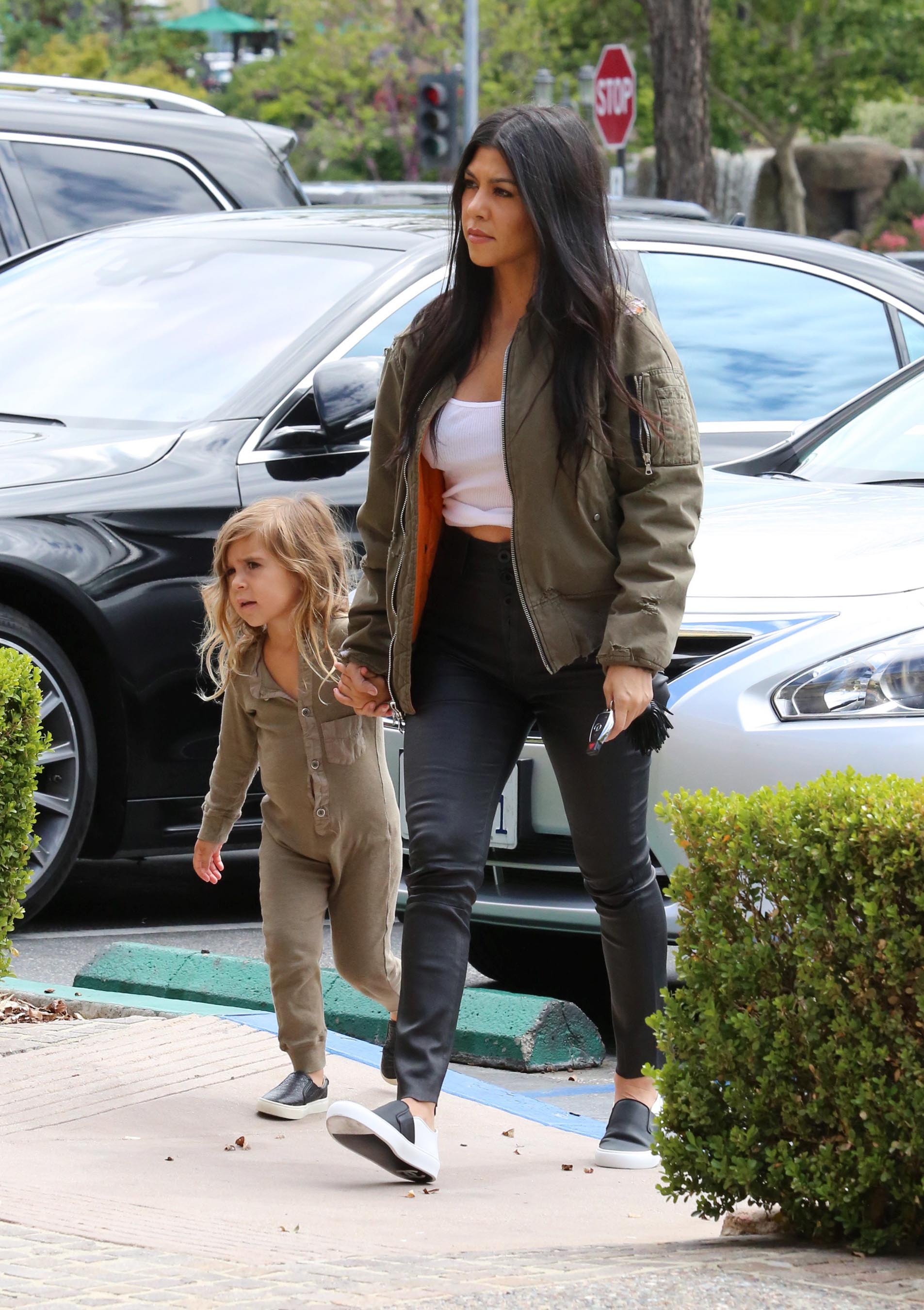 Kourtney Kardashian is seen taking her daughter Penelope Disick to Color Me Mine