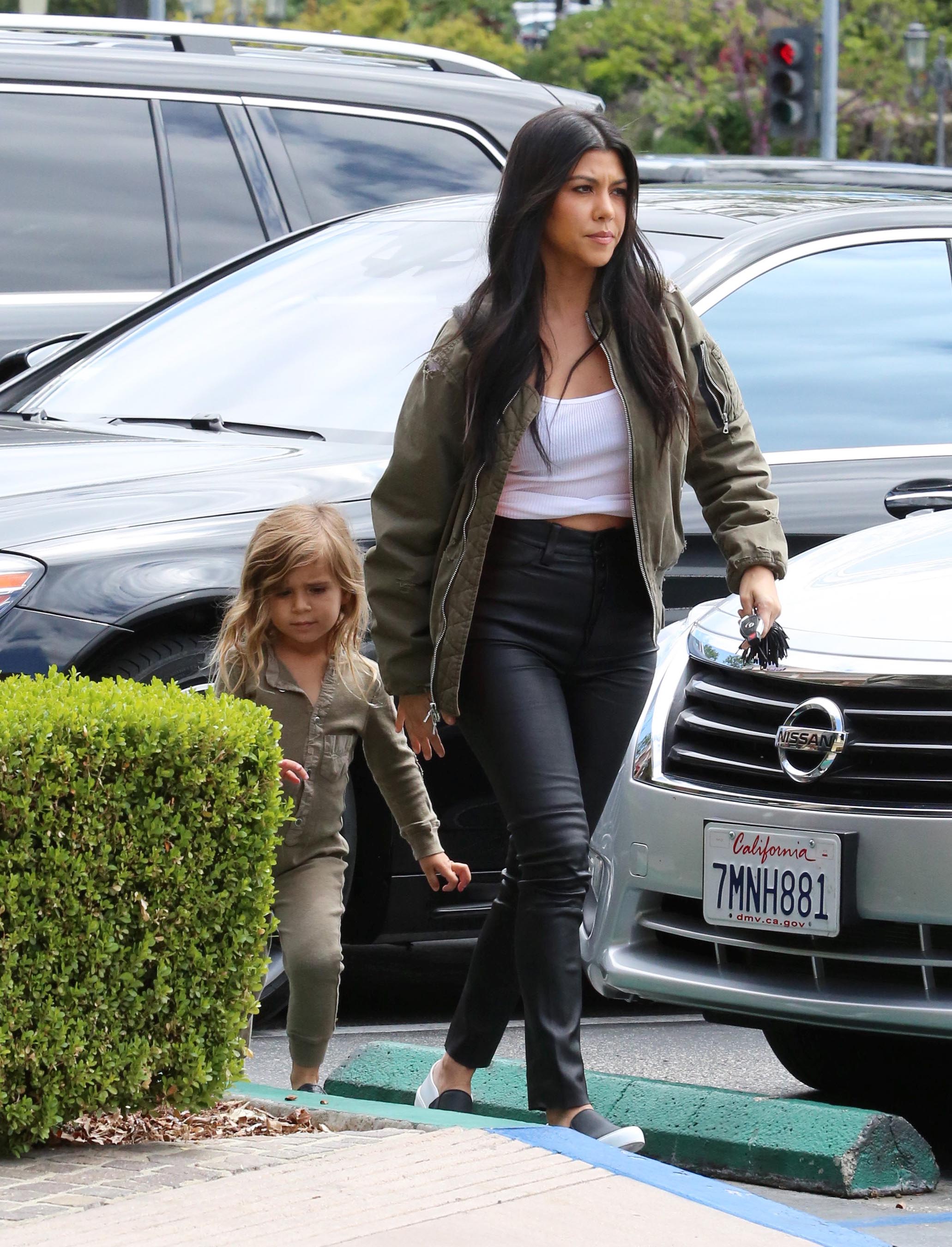 Kourtney Kardashian is seen taking her daughter Penelope Disick to Color Me Mine